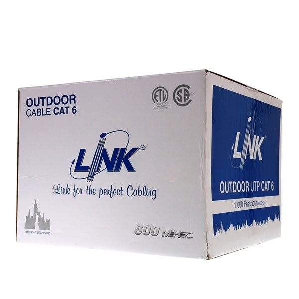Link สายแลน มีสลิง CAT6 ภายนอก ความยาว 100เมตร US-9106MD สายอินเตอร์เน็ต Outdoor Cable Drop Wire (Double Jacket)