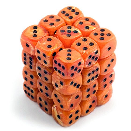 [ลูกเต๋า] Chessex: CHX27833 Vortex Orange/Black 12mm D6 Dice