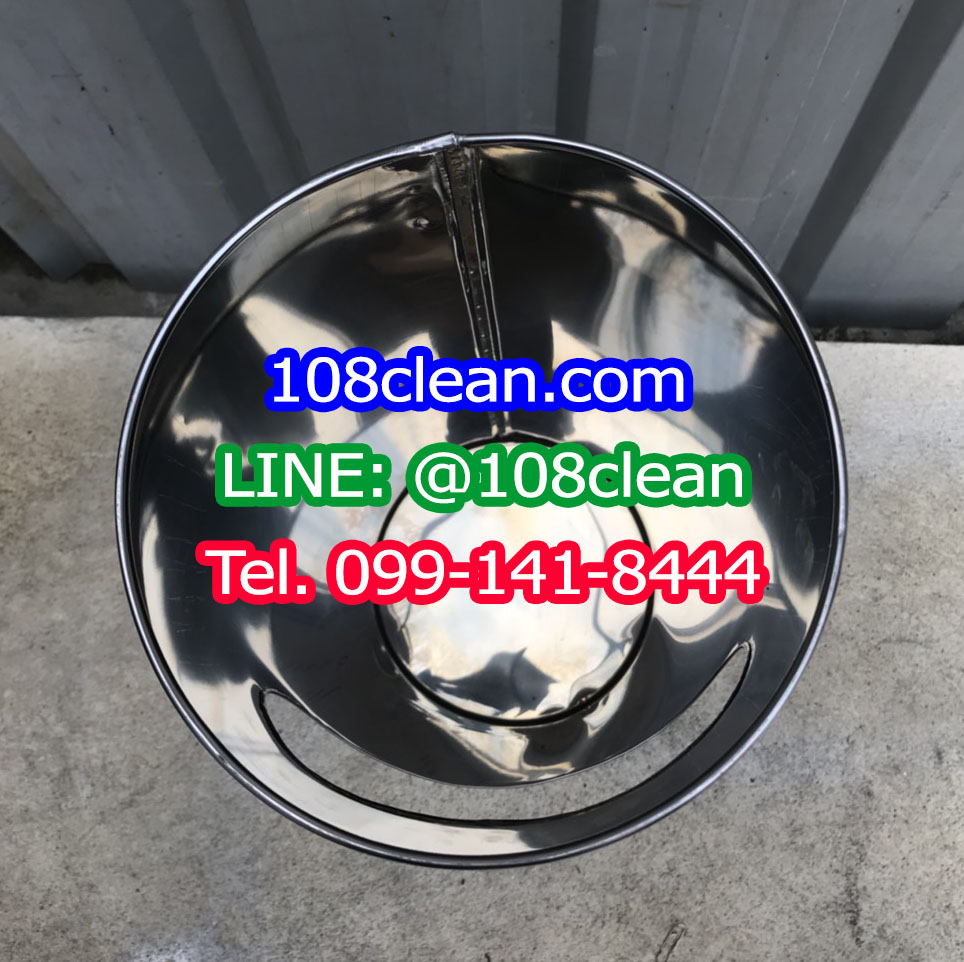 ถังขยะสแตนเลส พร้อมที่เขี่ยบุหรี่ คอตั้ง 12"