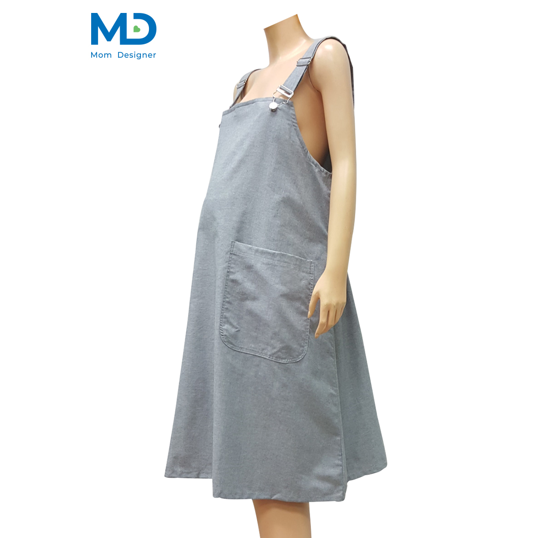 010GR ชุดเอี๊ยมคลุมท้อง แบบขอเกี่ยวสายปรับ สีเทา