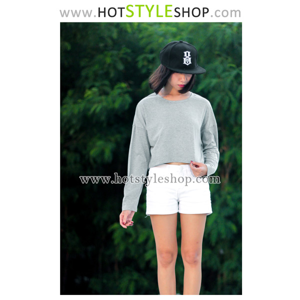 เสื้อครอปแขนยาว เสื้อแขนยาวเอวลอย (ขายส่ง 90 บาท)