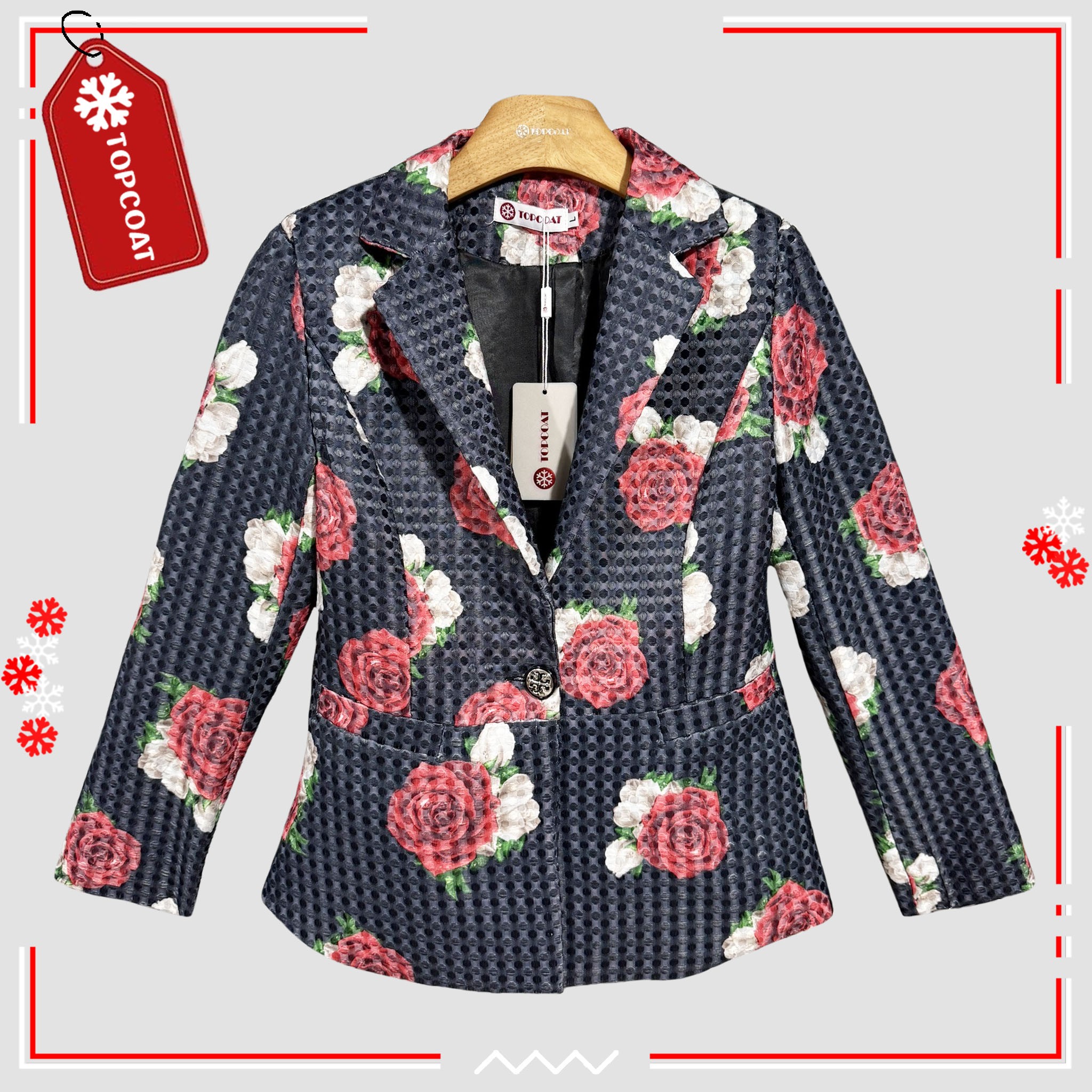 เสื้อสูทผู้หญิงลายดอกกุหลาบ ผ้าใส่สบาย ระบายกอากาศได้ดี ซับในทั้งตัว