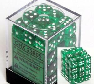 [ลูกเต๋า] Chessex: Green/White Translucent 12mm d6 (36)