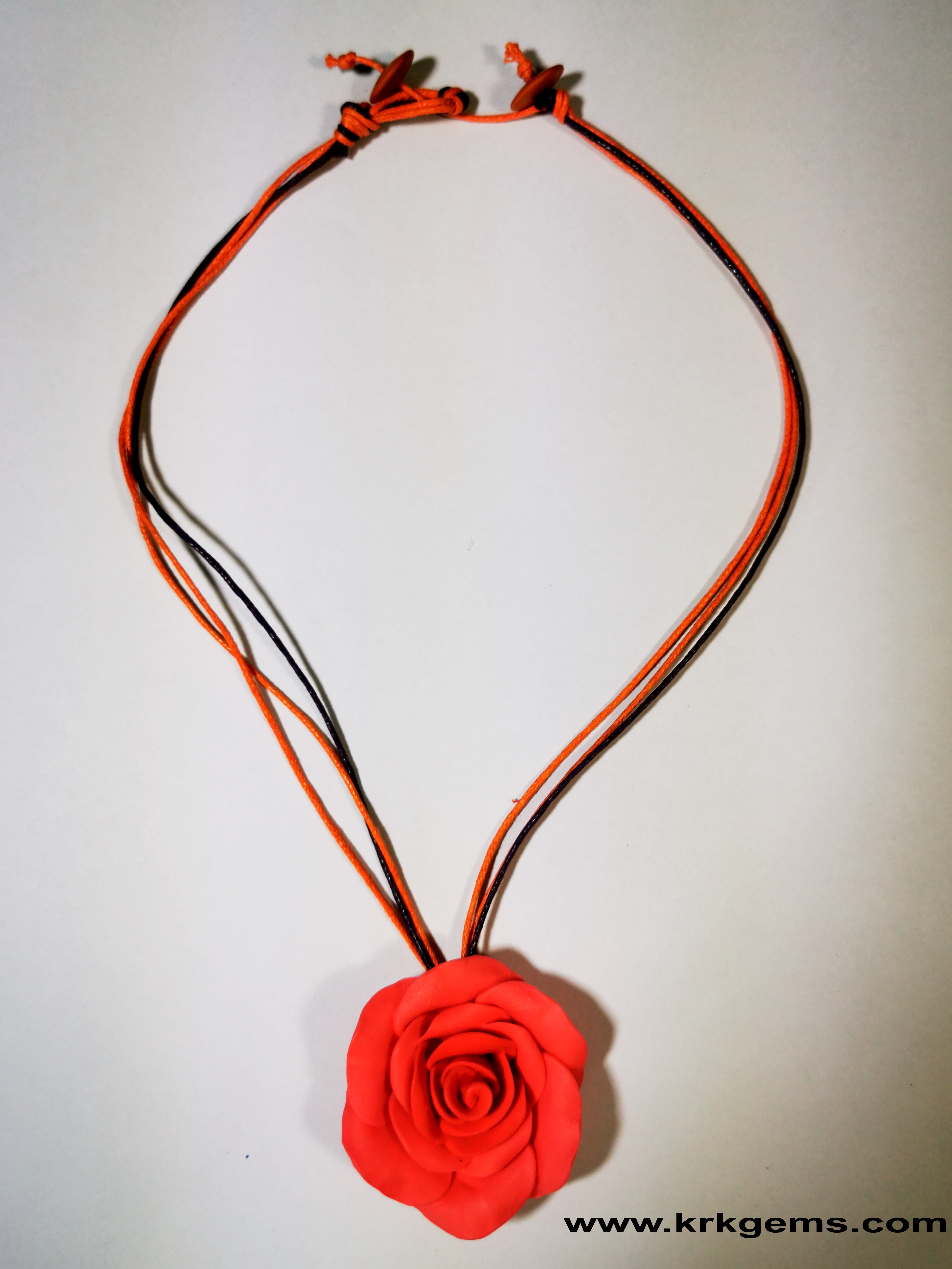 ORANGE ROSE HANDMADE CLAY NECKLACE