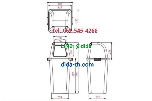 ถังขยะแยกประเภท พลาสติกใส ฝาสี 40 ลิตร