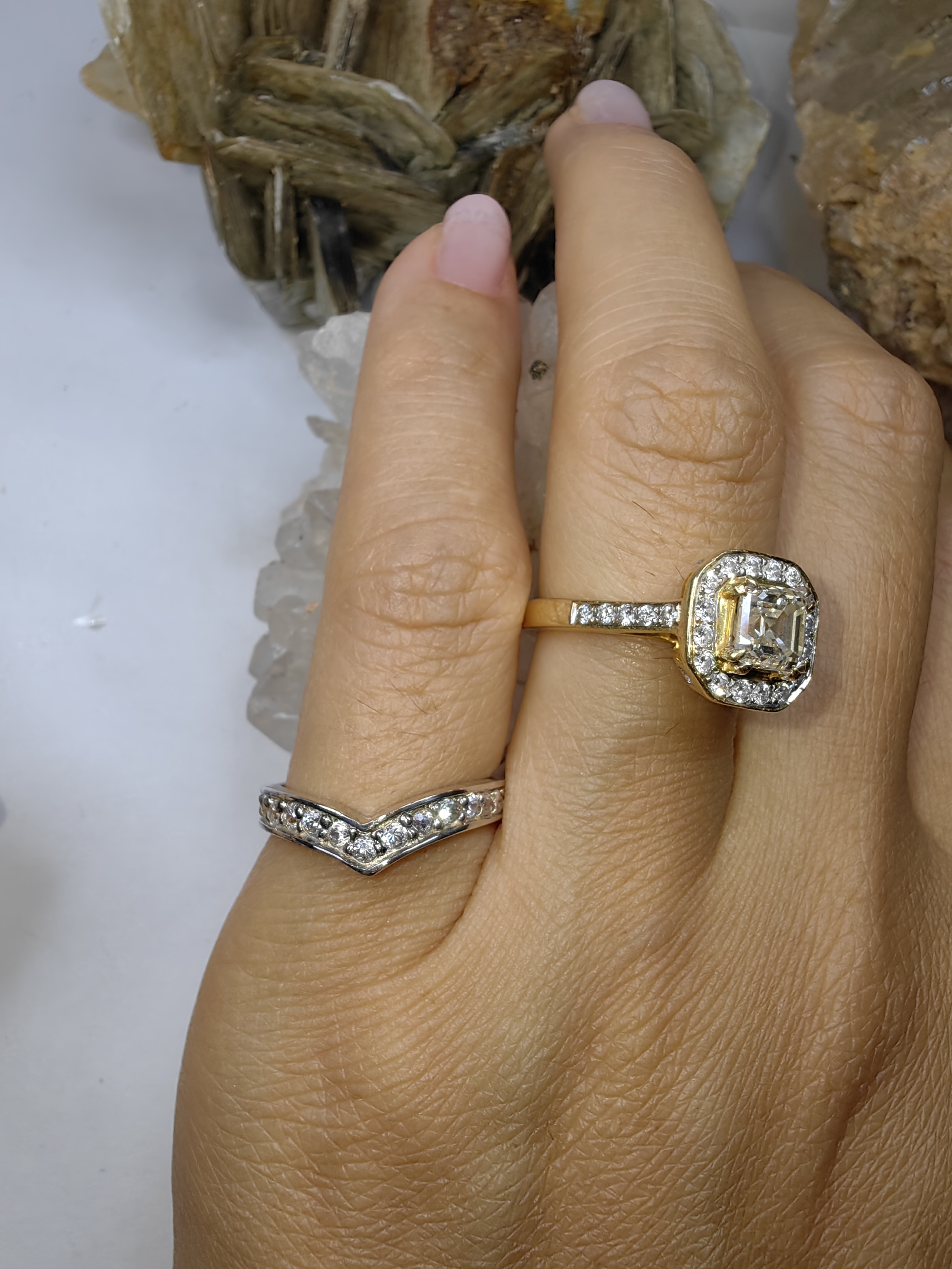 แหวนเพชร CZ เงินแท้ 92.5% Cubic Zirconia 925 Sterling Silver Ring Size 49