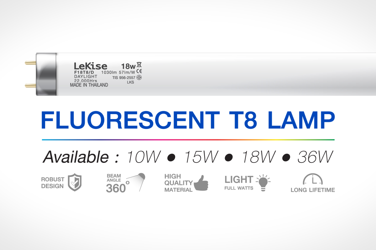 LEKISE หลอดไฟนีออน ฟลูเรสเซนต์ 18W เดย์ไลท์ 60cm ยกลัง 25หลอด ราคาส่ง