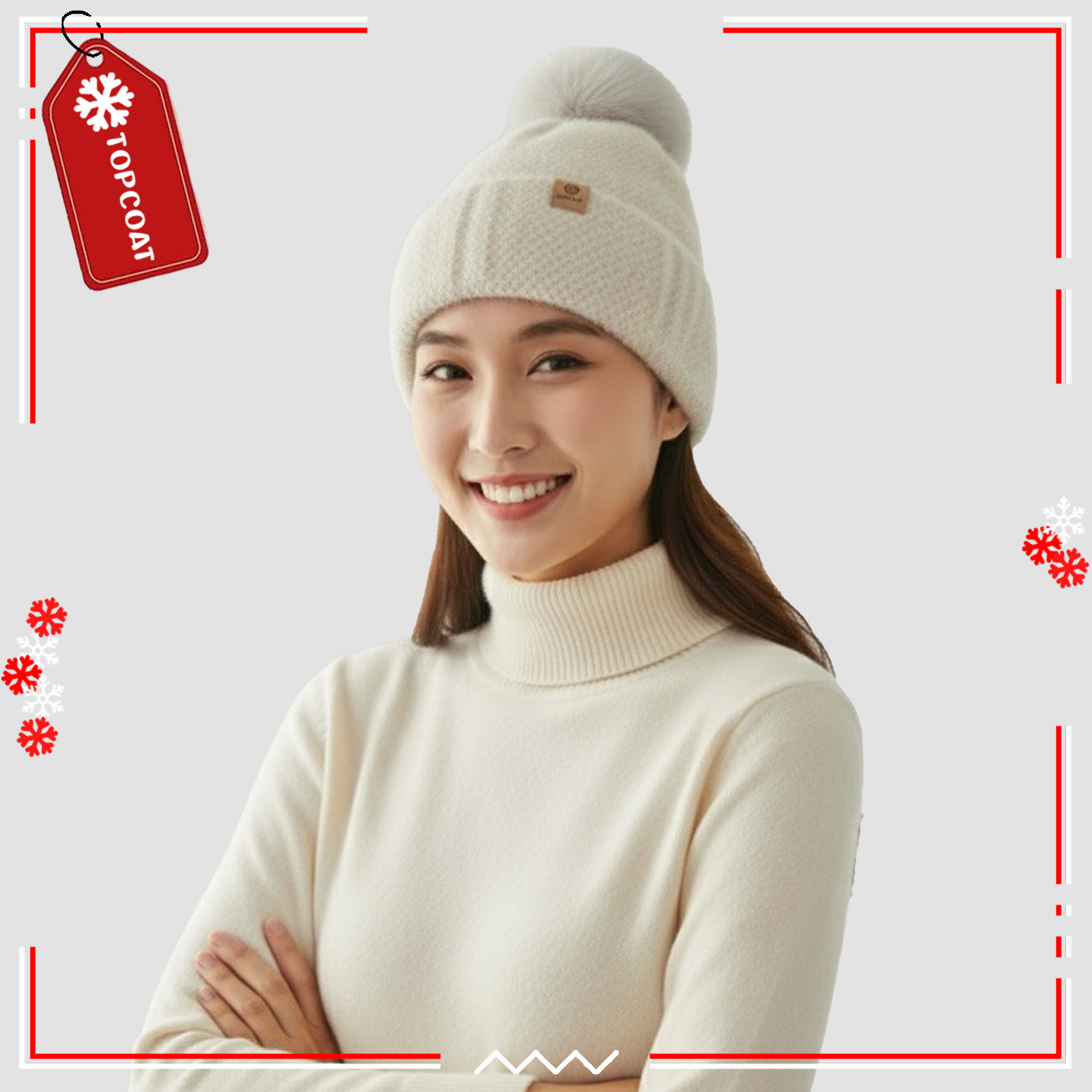 หมวกกันหนาว (Pom Pineapple Knit) บุขนหนานุ่มพิเศษ มีจุก