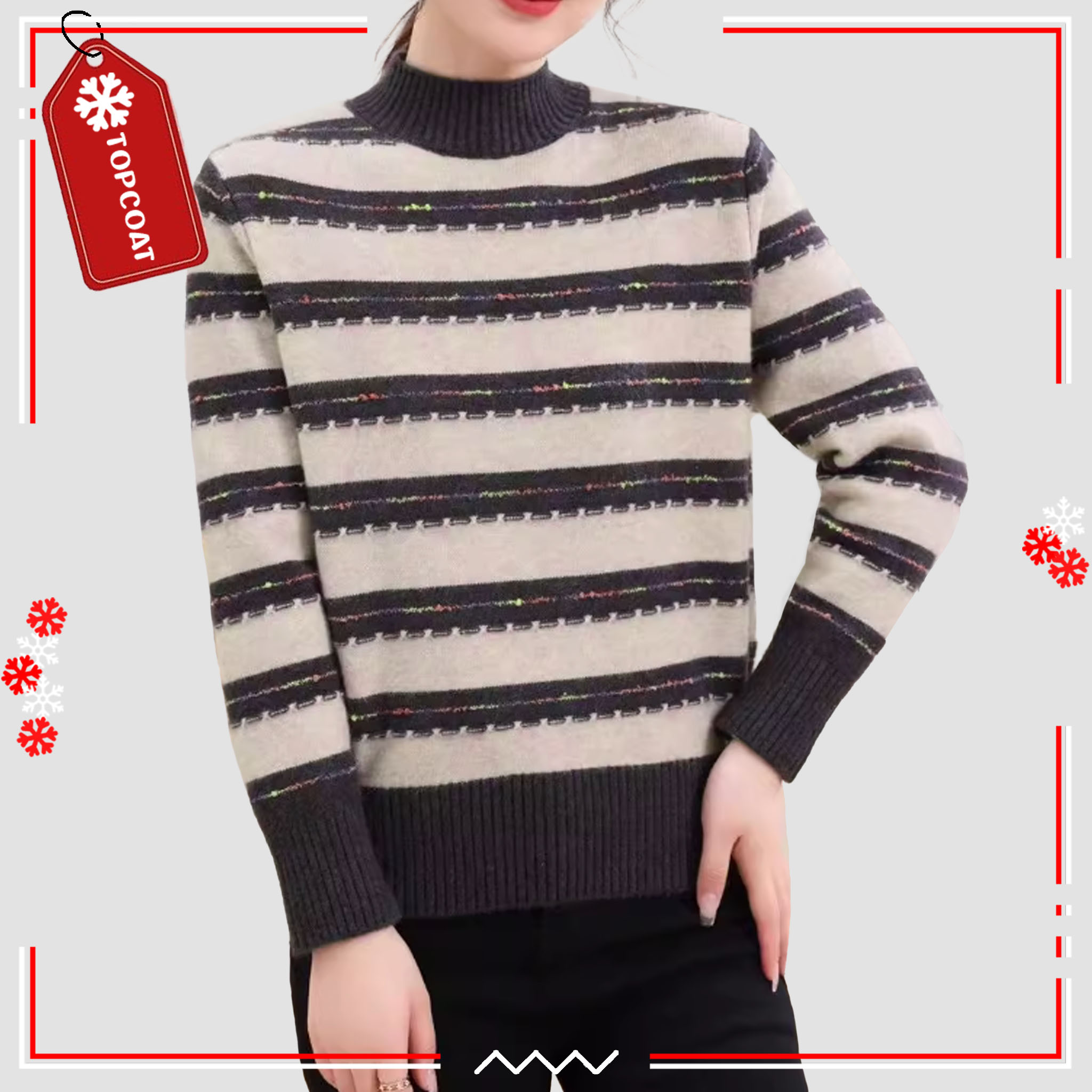 เสื้อคอปีนแถบลาย ผ้านิ่ม อบอุ่น ใส่สบาย จั้มเเจน จั้มเอว ใส่ได้หลายโอกาส