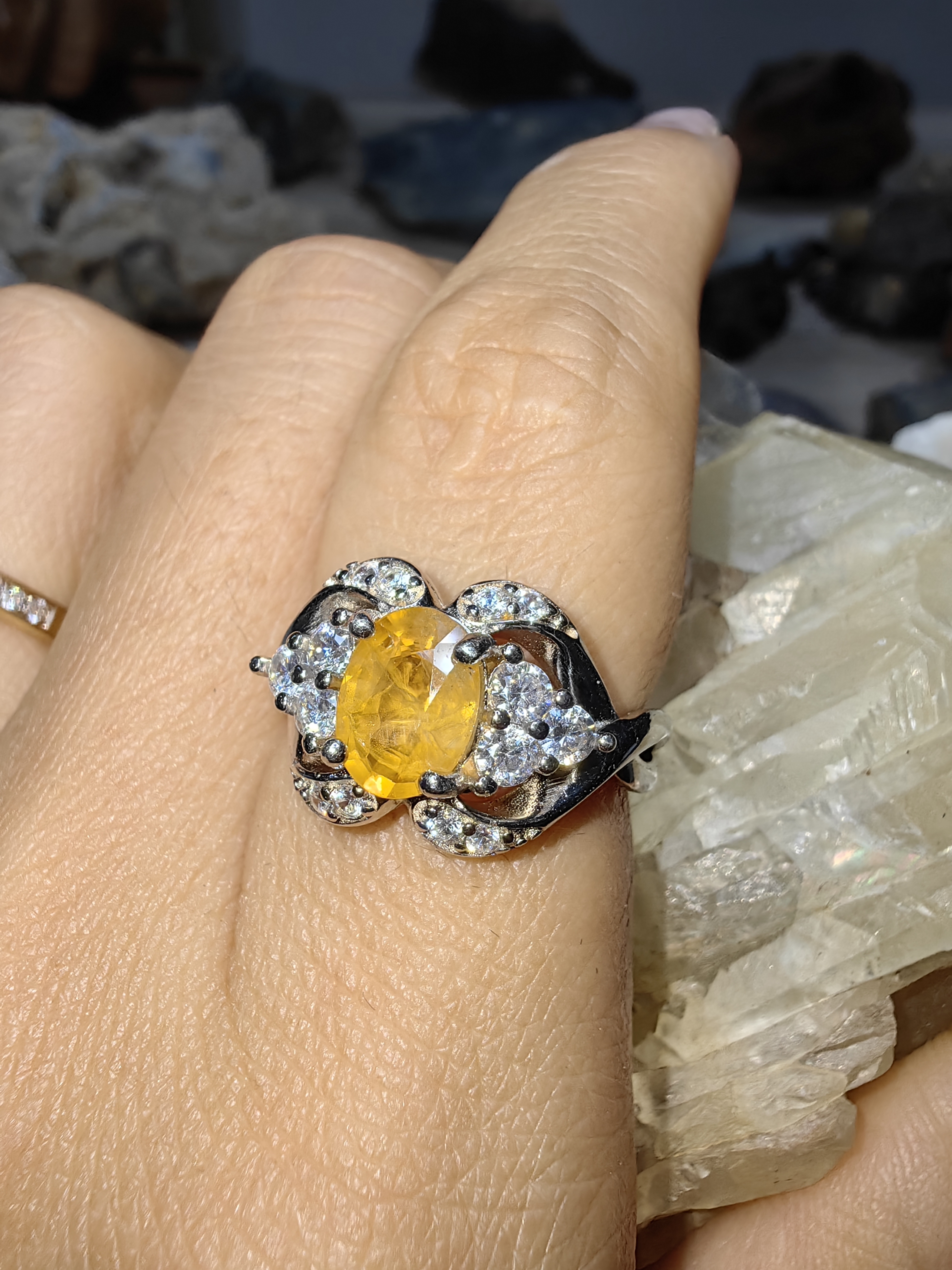 Yellow Sapphire Swiss Diamond Ring