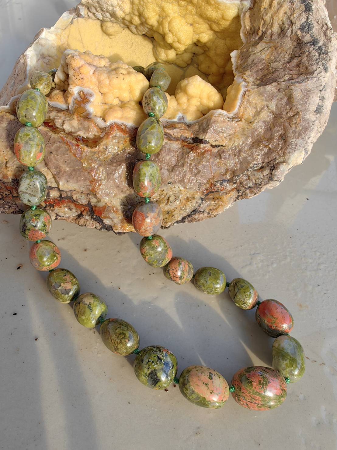 Unakite Necklace สร้อยคอยูนาไคต์ L 51 cm. 634.00 ct.