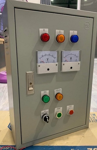 ตู้ควบคุมปั๊มน้ำ 1-3 Hp 3 เฟส 380v ใช้ลูกลอยไฟฟ้า 24Vac มีเฟส