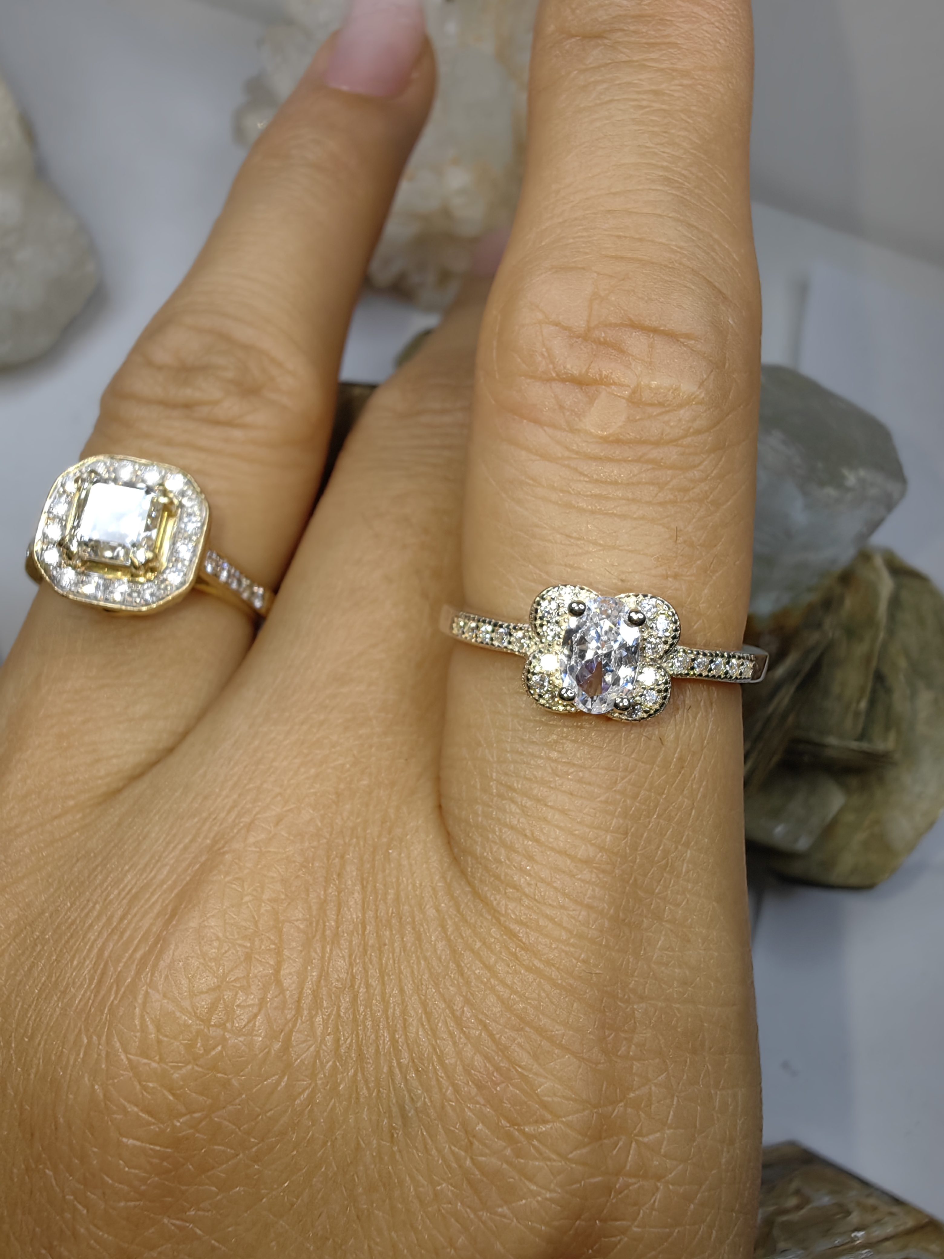 แหวนเพชร CZ เงินแท้ 92.5% Cubic Zirconia 925 Sterling Silver Ring Size 54