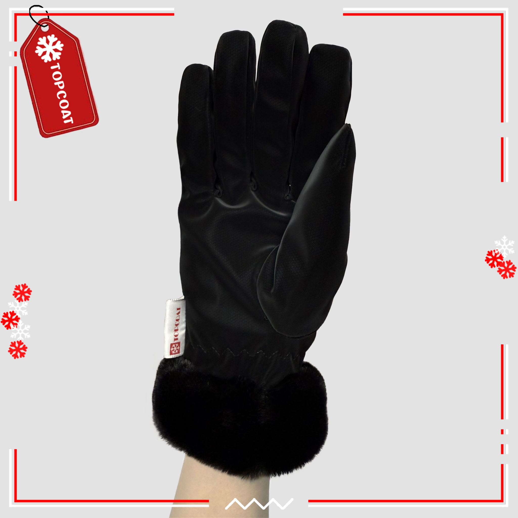 ถุงมือกันหนาวมีเฟอร์ที่ข้อมือสำหรับผู้หญิง สามารถทัชสกรีนได้ กันเปียก กันชท้น ใส่เล่นหิมะได้
