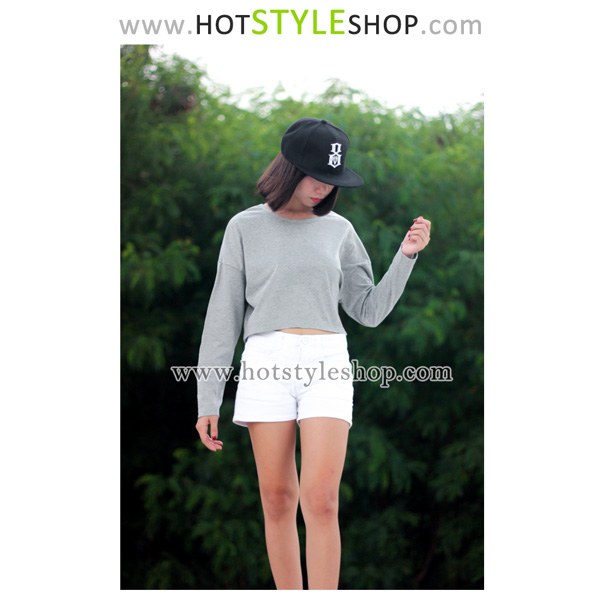 เสื้อครอปแขนยาว เสื้อแขนยาวเอวลอย (ขายส่ง 90 บาท)