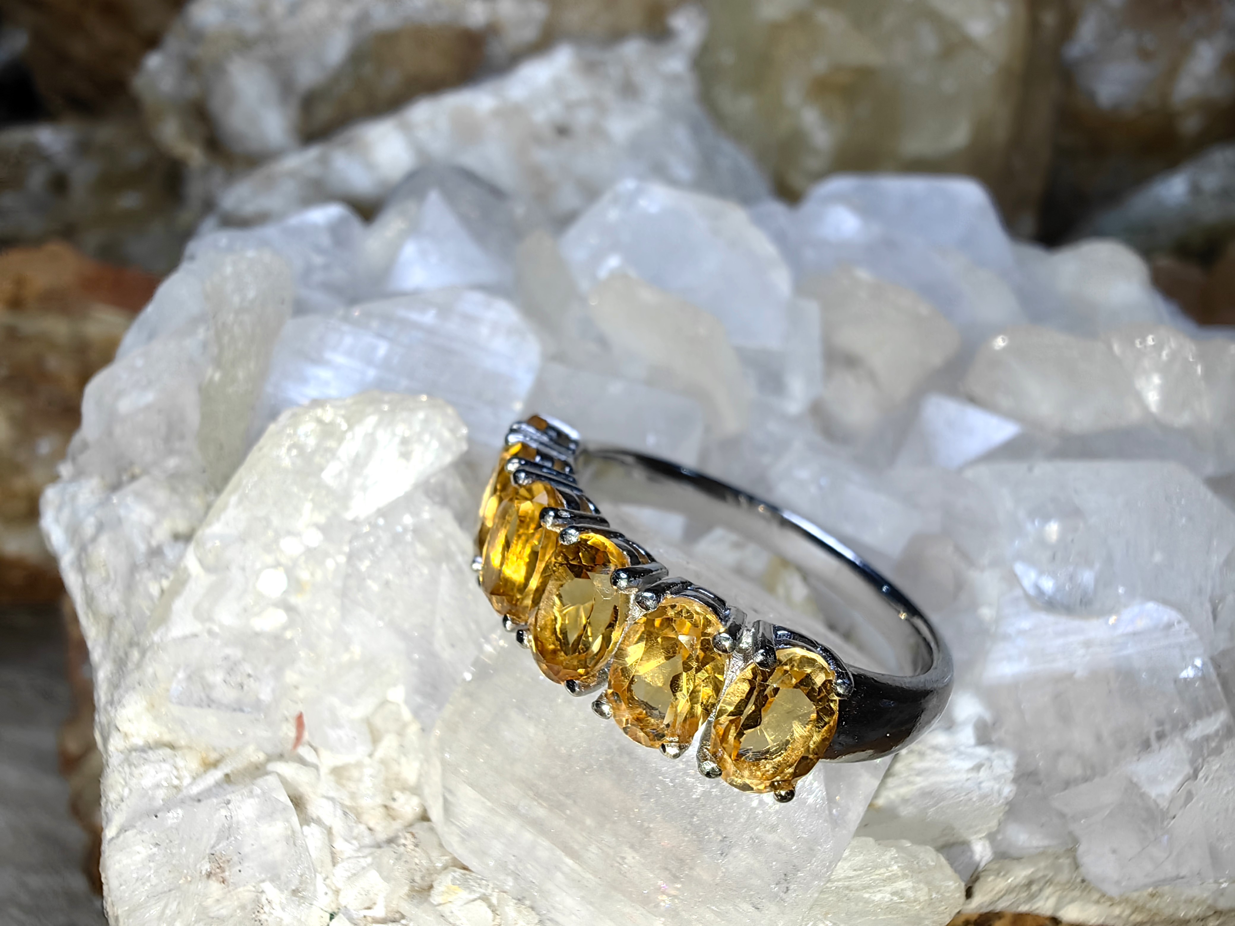 Citrine 925 Sterling Silver แหวนซิทริน Size 57 เงินแท้ 925