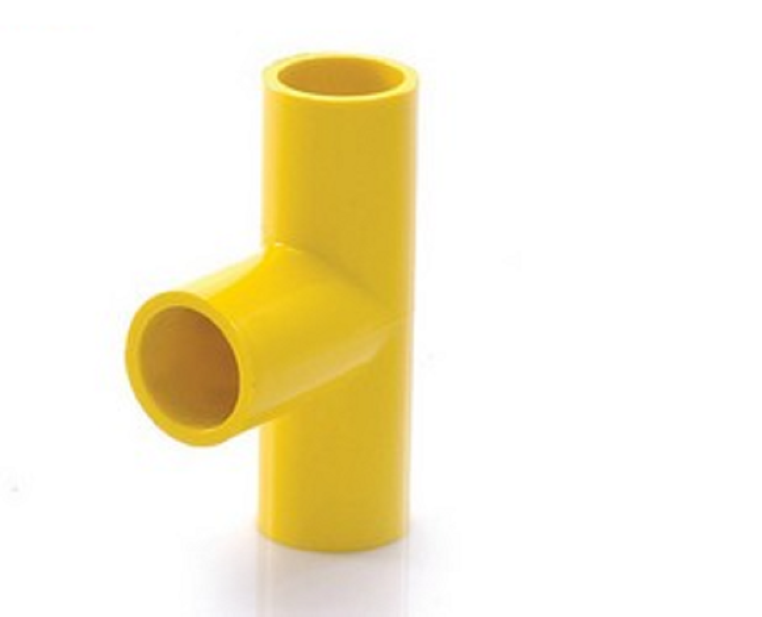 สาทางท่อเหลือง PVC ข้อสามทาง แยกท่อ ข้อต่อท่อ ยี่ห้อLESSO PVC สีเหลือง 10ตัว ขนาด 3หุน 4หุน 3/8 -1นิ้ว