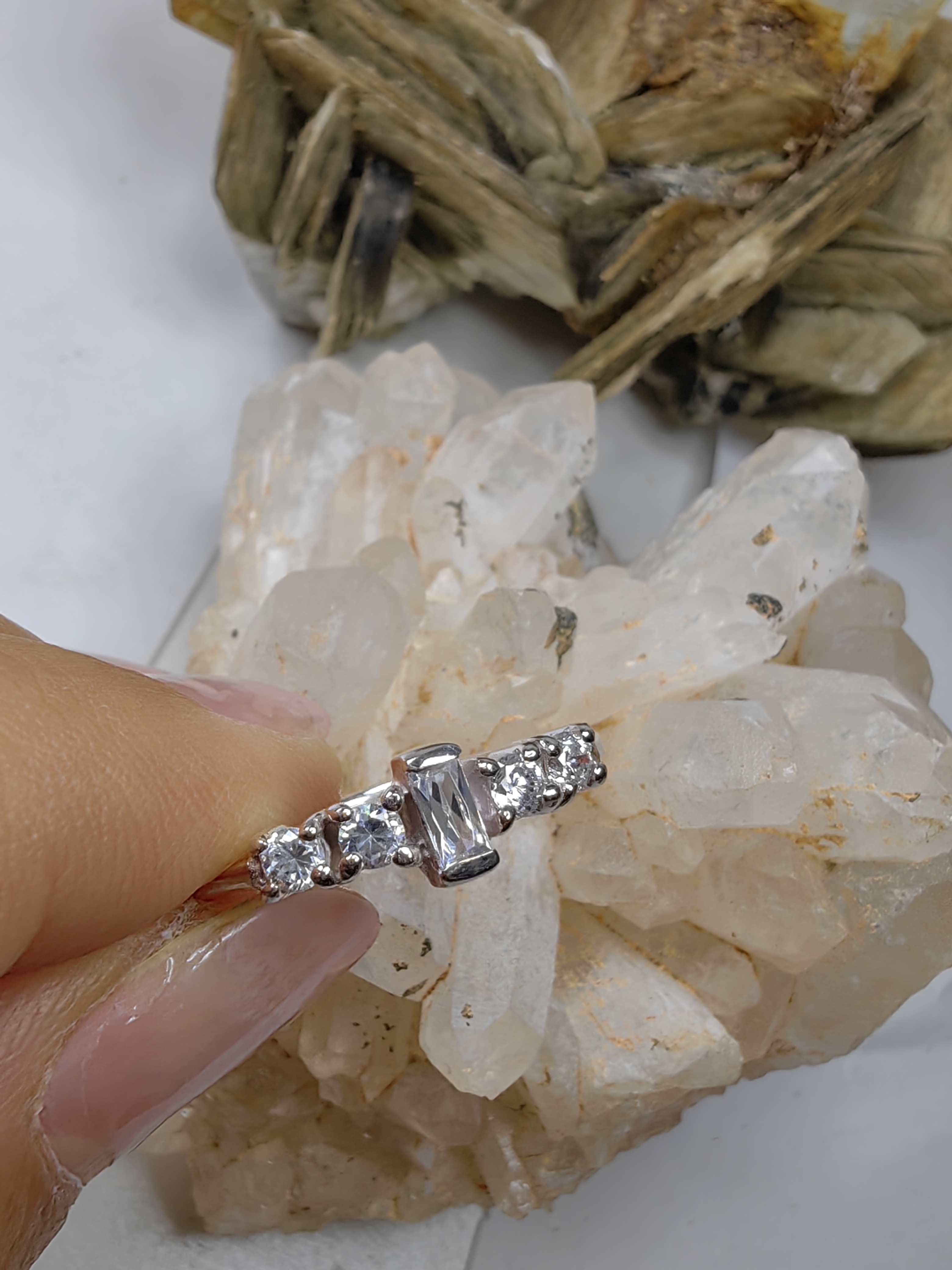 แหวนเพชร CZ เงินแท้ 92.5% Cubic Zirconia 925 Sterling Silver Ring Size 49