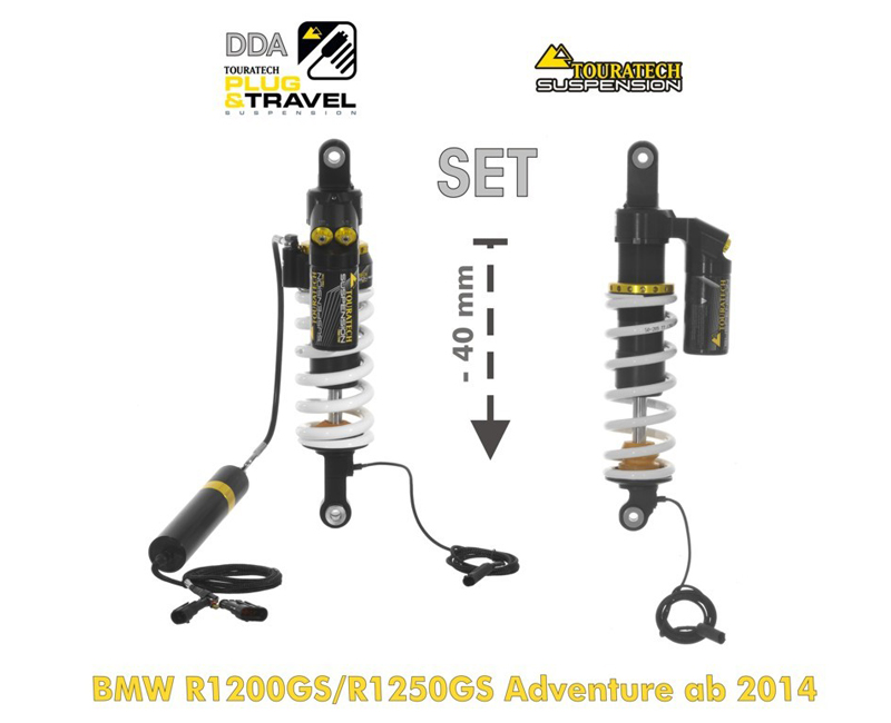 Touratech Suspension-SET Plug & Travel -40 mm lowering for BMW R1200GS Adventure (LC) / R1250GS Adventure from 2014
