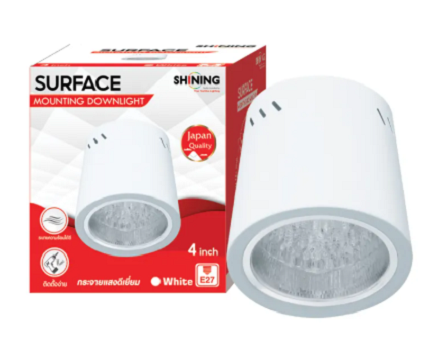 SHINING SURFACE โคมดาวน์ไลท์ แบบติดลอย ขนาด 4 นิ้ว ขั้ว E27 ทรงกระบอกกลม ไม่ร่วมหลอดไฟ สีดำและสีขาว