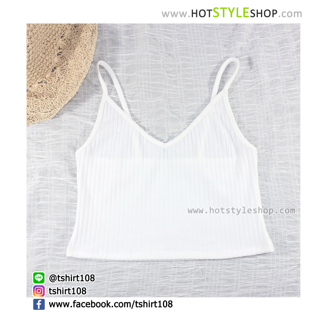 เสื้อครอปสายเดี่ยวคอวี (ขายส่ง 75 บาท)