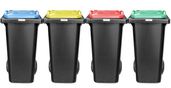 ถังขยะดำ พร้อมล้อเข็น 120 ลิตร ฝาสี (ฝาเรียบ)