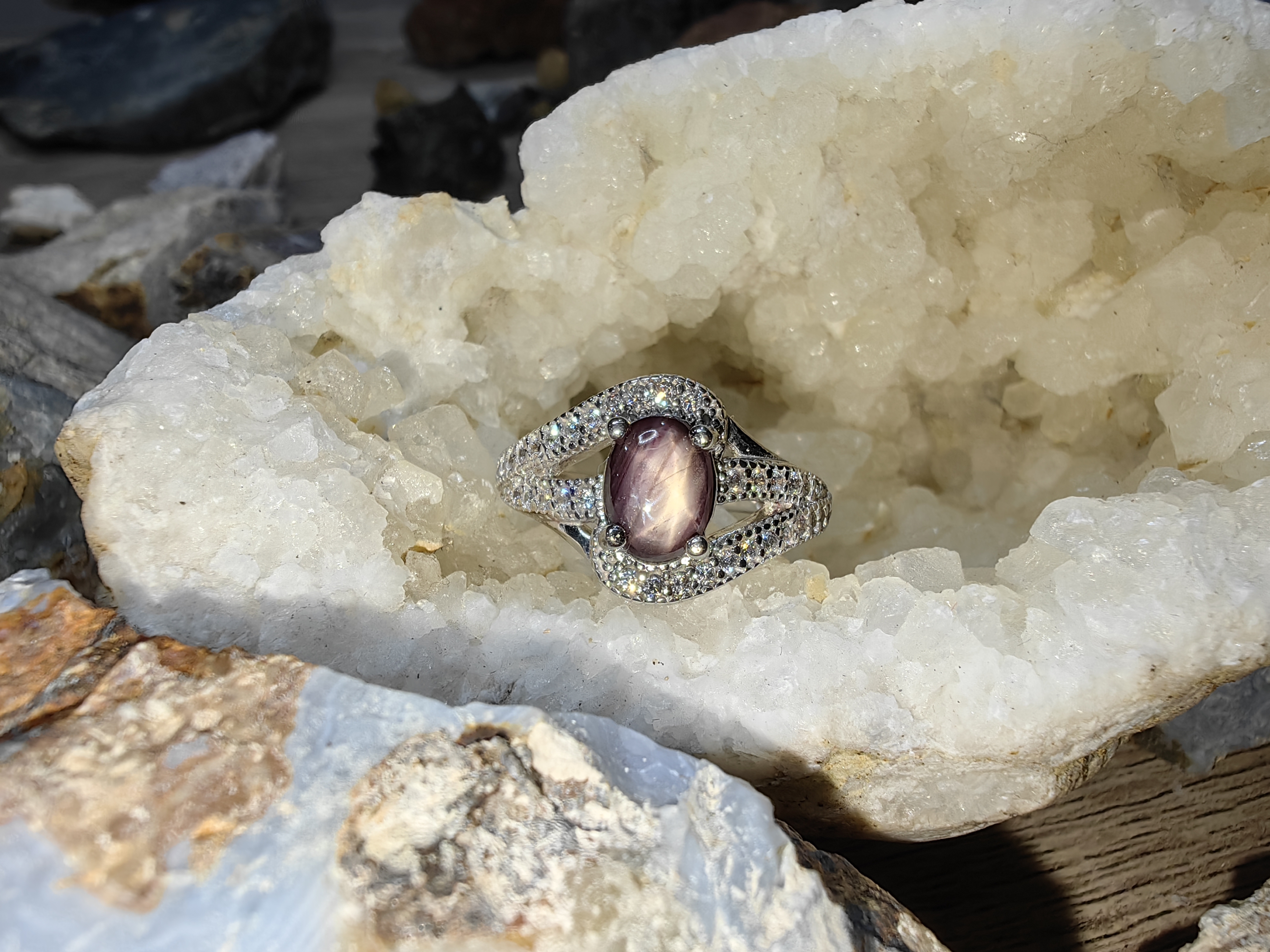 Star Ruby Swiss Diamond Ring