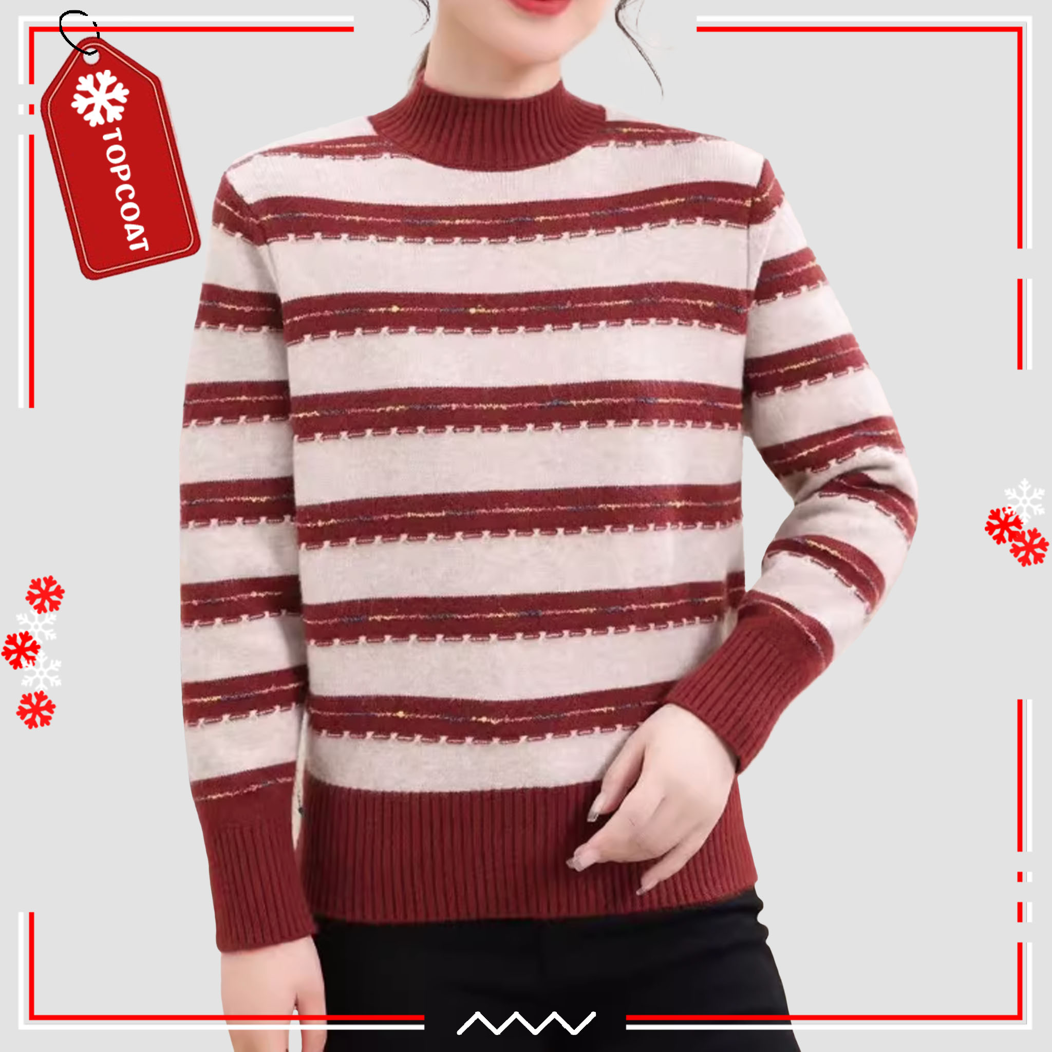 เสื้อคอปีนแถบลาย ผ้านิ่ม อบอุ่น ใส่สบาย จั้มเเจน จั้มเอว ใส่ได้หลายโอกาส