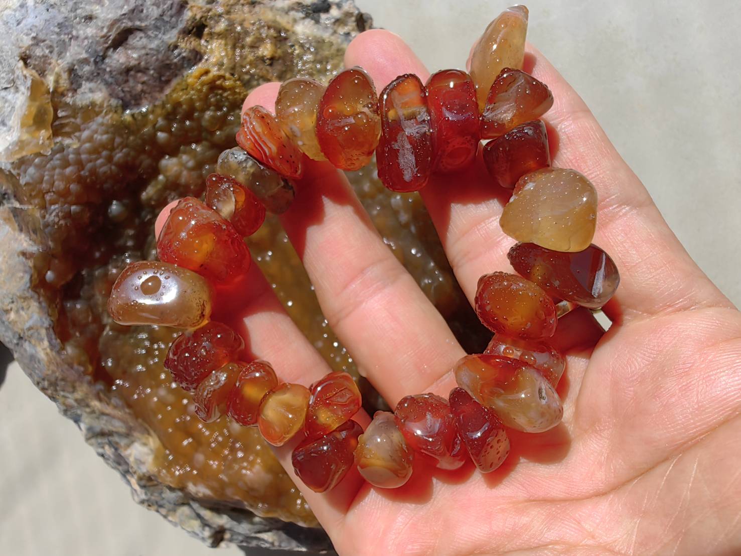 Carnelian Bracelets สร้อยข้อมือคาร์เนเลียน Size 15.00 cm. 290.00 ct