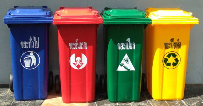 ถังขยะ พร้อมล้อเข็น 240 ลิตร ฝาเรียบ