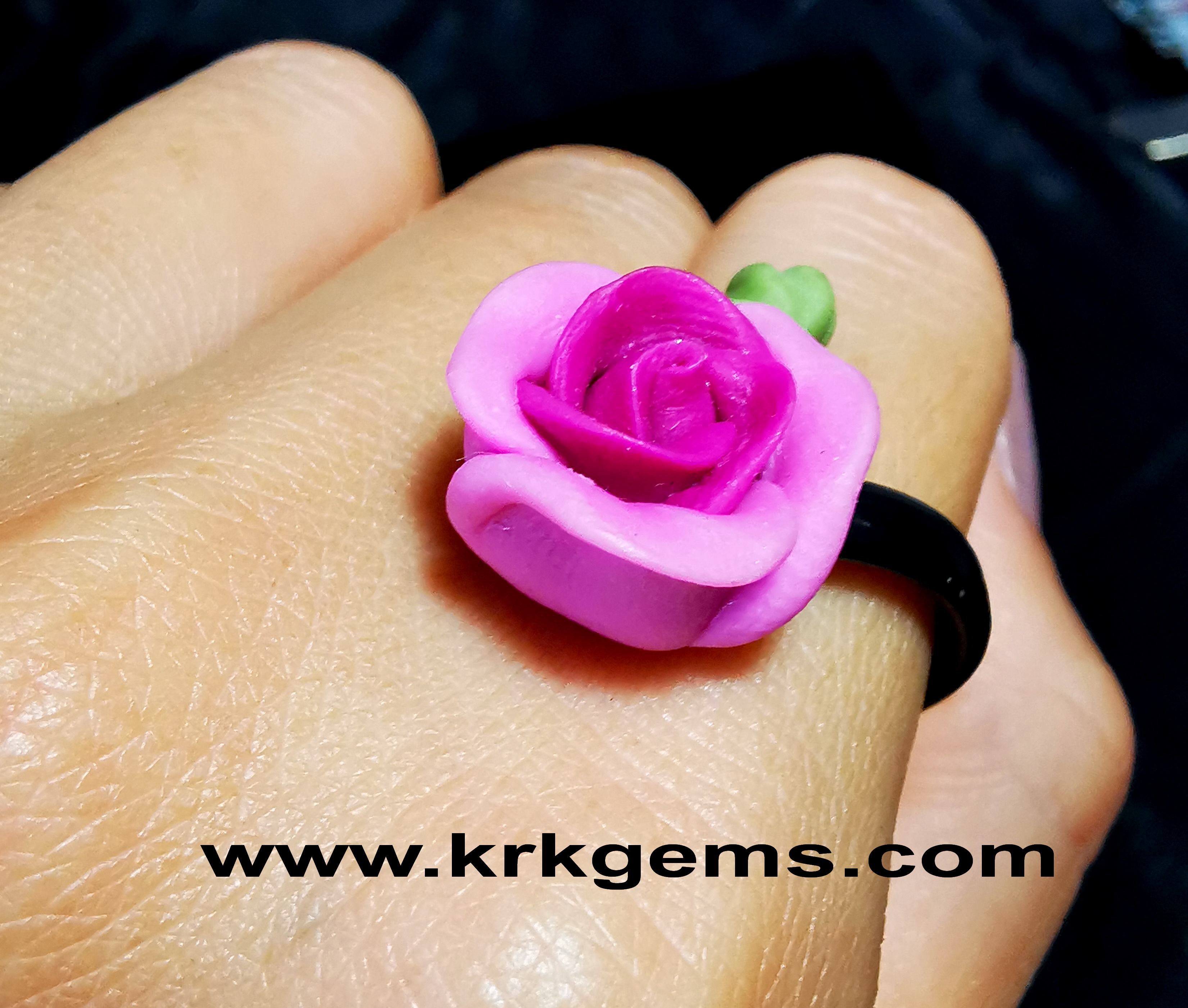 PURPLE ROSE HANDMADE CLAY RING