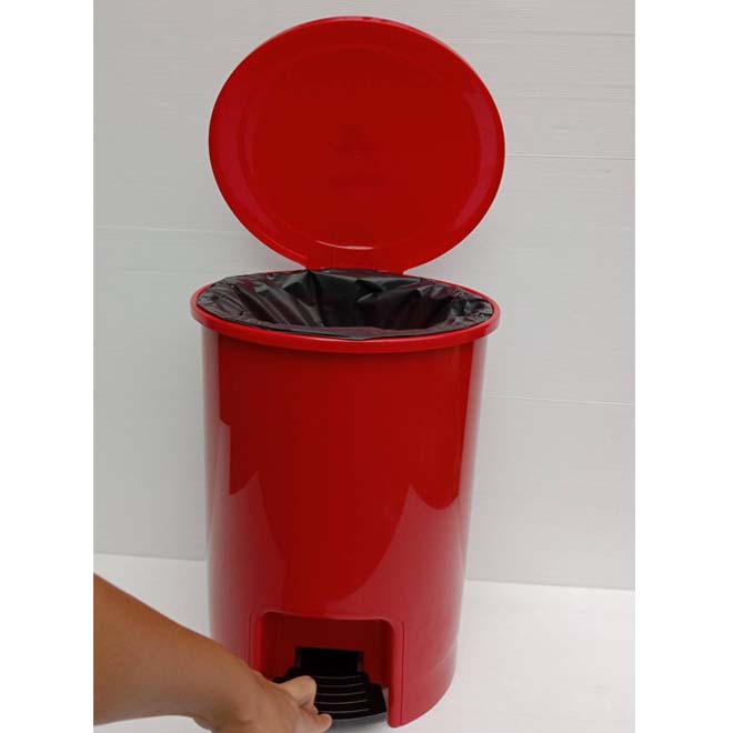 ถังขยะ แบบเหยียบ สีแดง ถังขยะในห้องน้ำ 12 ลิตร