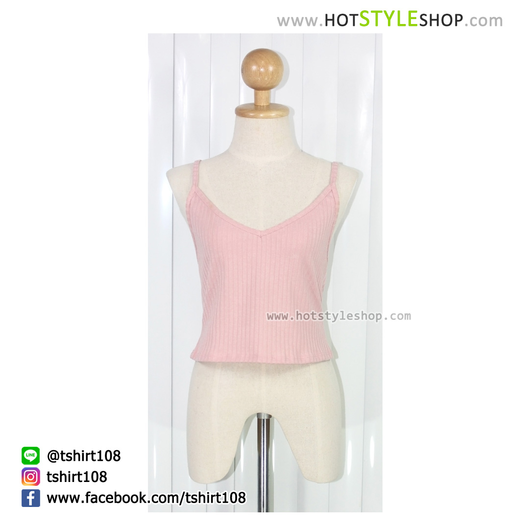 เสื้อครอปสายเดี่ยวคอวี (ขายส่ง 75 บาท)