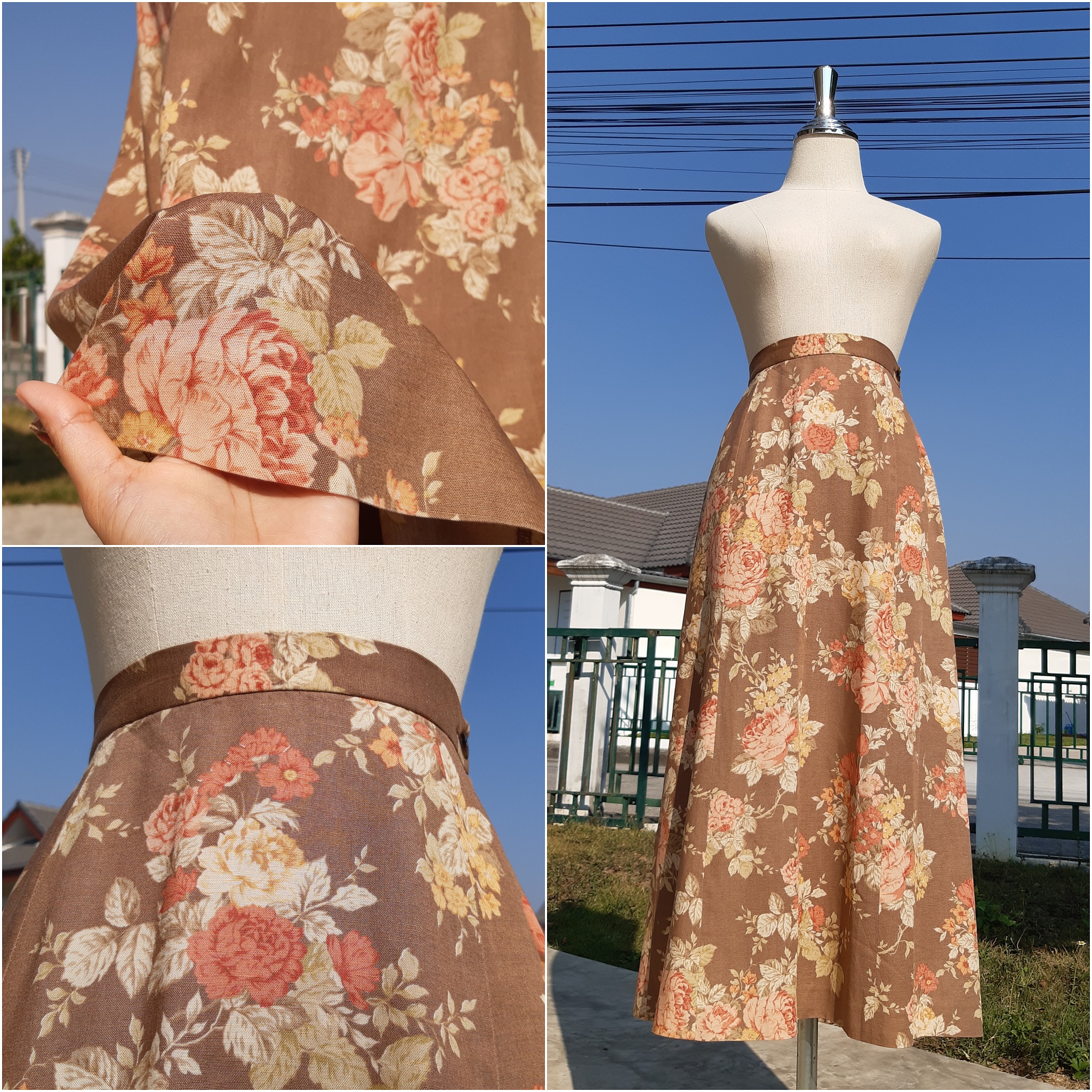 กระโปรงยาวลายดอกไม้