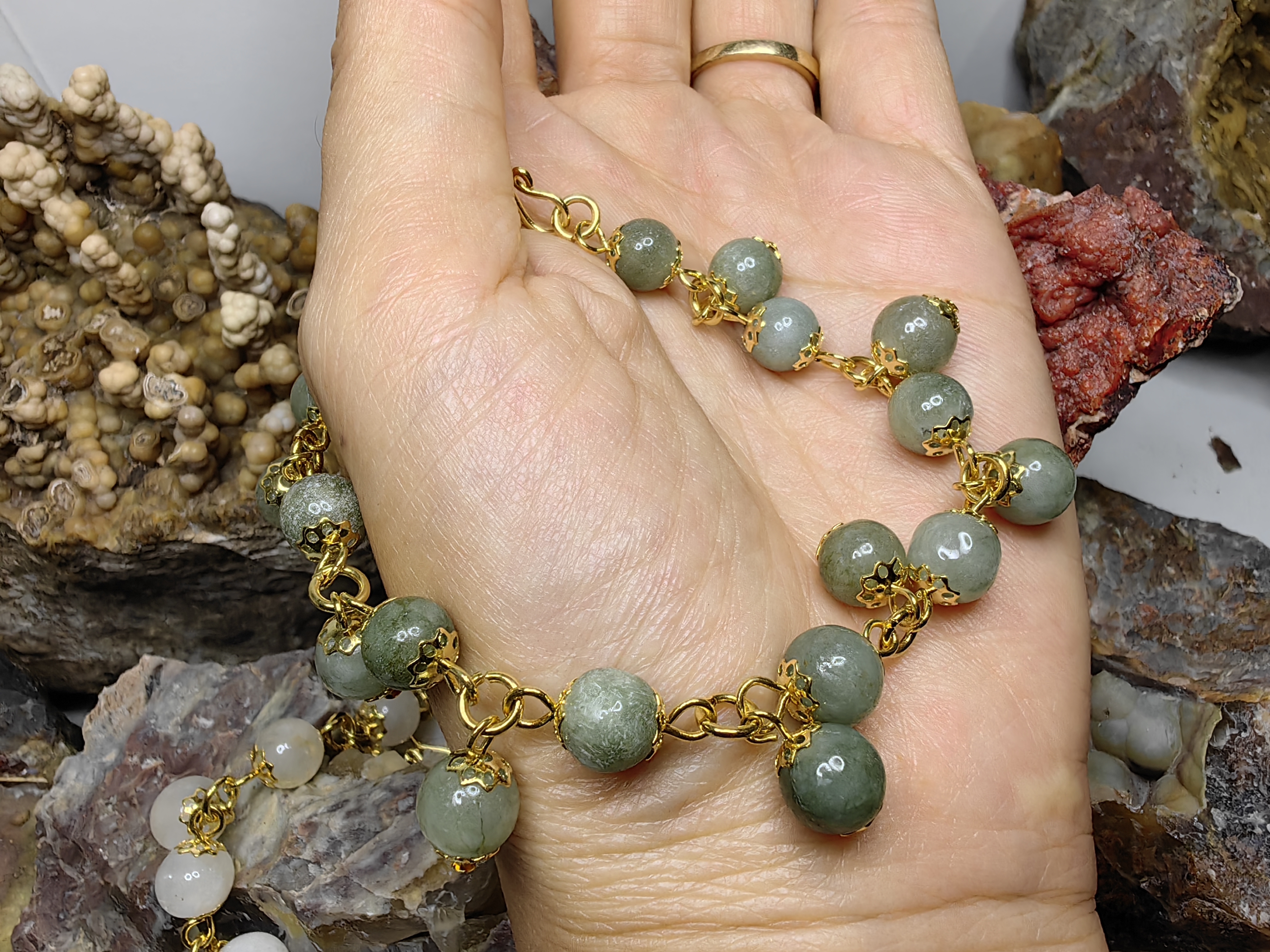 Burmese Jadeite Bracelets Gold Plated สร้อยข้อมือหยกเจไดต์พม่า ชุบทอง