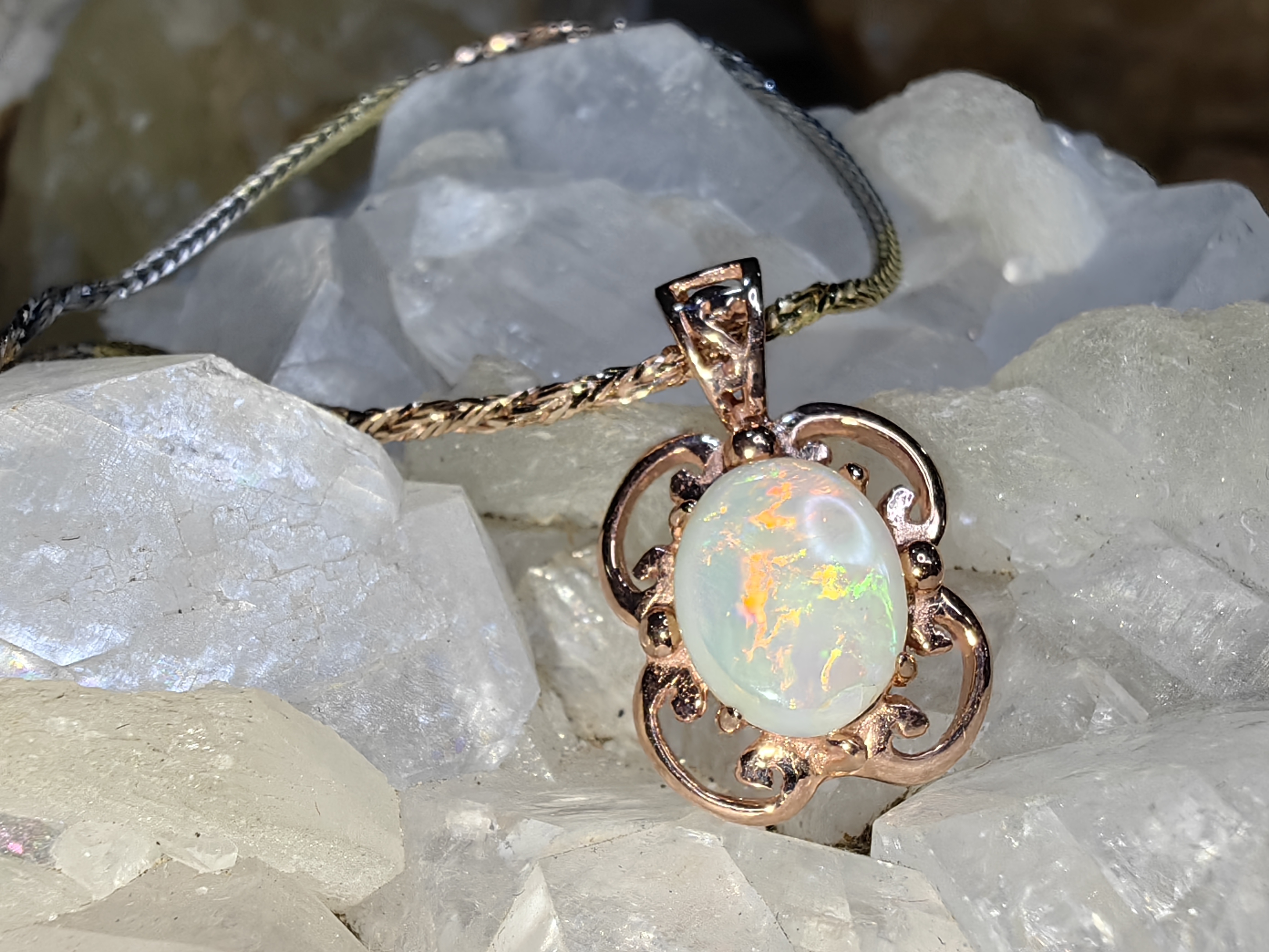 Australian Opal Pendent 925 Sterling Silver จี้โอปอ ออสเตรเลีย เงินแท้ 925