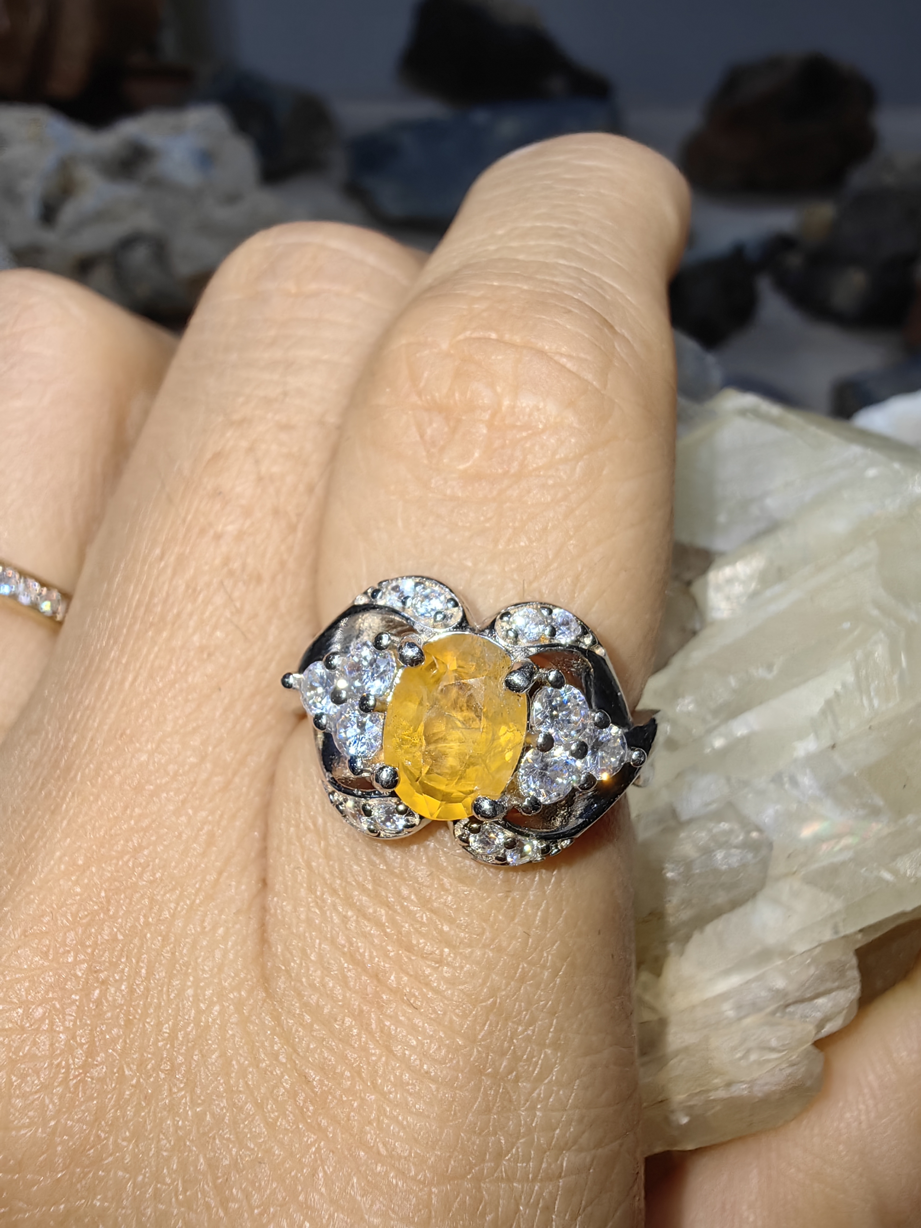 Yellow Sapphire Swiss Diamond Ring