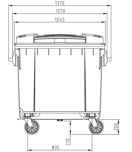 ถังขยะพร้อมล้อเข็น 1100 ลิตร ฝาเรียบ สีเขียว