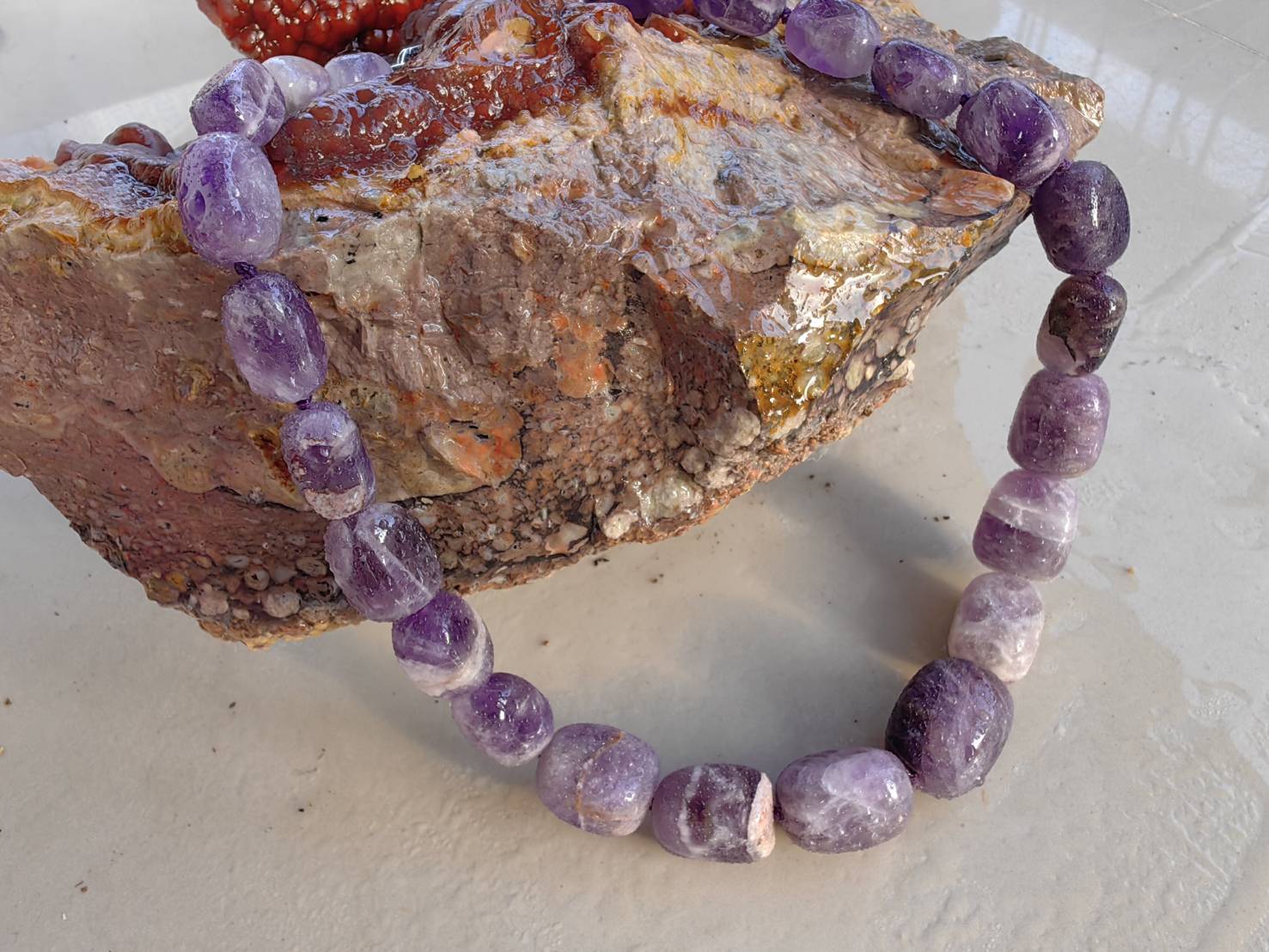 Amethyst Necklace สร้อยคออเมทิตส์ L 50 cm. 474.50 ct.