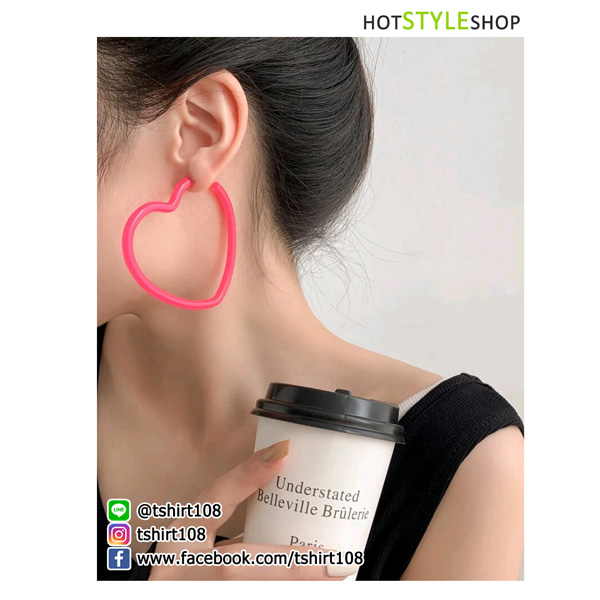 ต่างหูสีนีออน ทรงหัวใจ