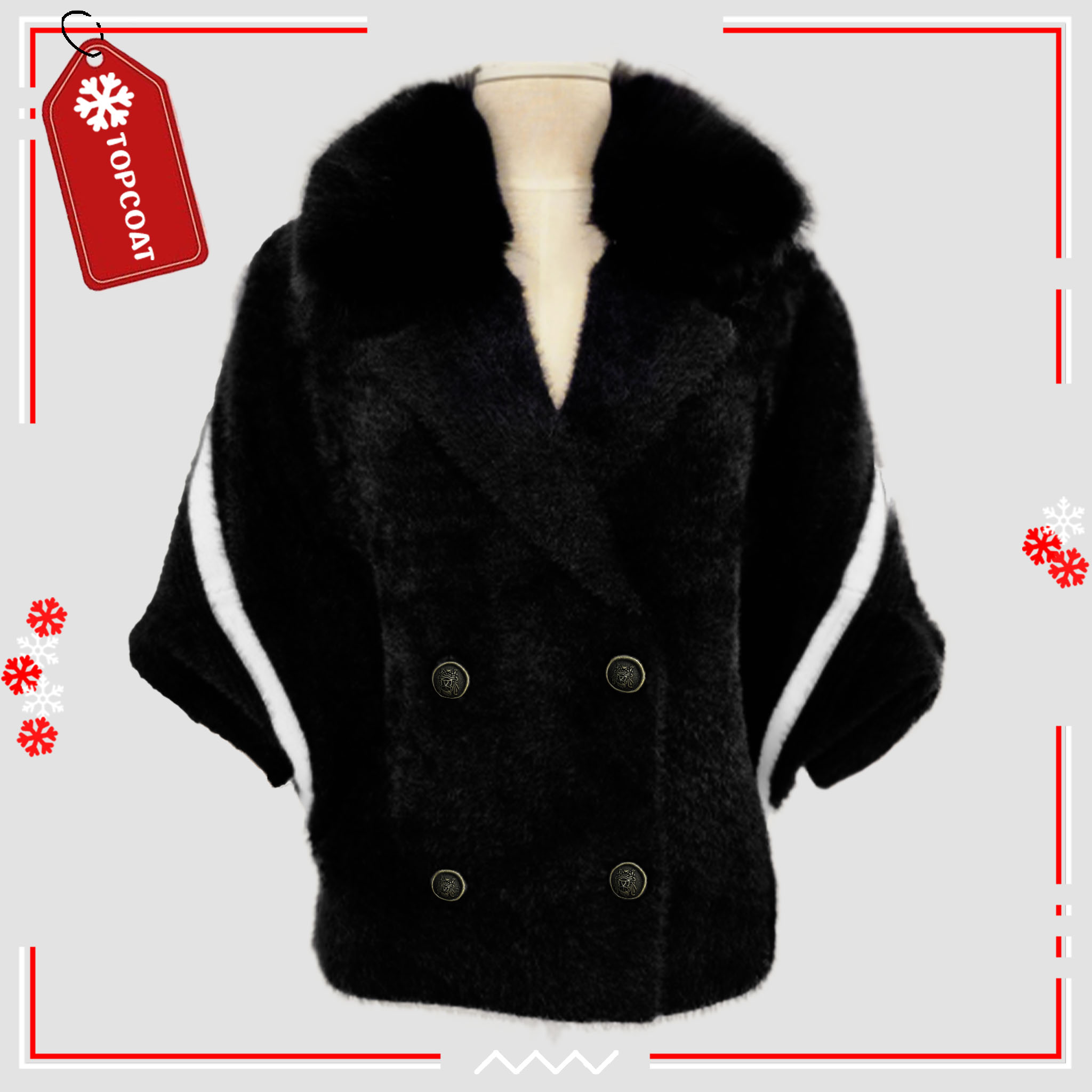 แจ็คเก็ตปกเฟอร์หนานุ่มสามารถถอดได้ กระดุมหน้า 4 เม็ด ยืดหยุ่นได้ดี Freesize