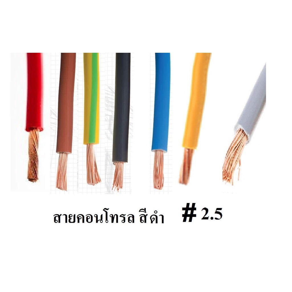 Thai Union สายคอนโทรล VSF 1x 2.5 100เมตร เบอร์2.5 ทองแดงสายฝอย ยกม้วนเลือกสีได้ 6สี ไทยยูเนี่ยน สายเดินไฟ ตู้ไฟ