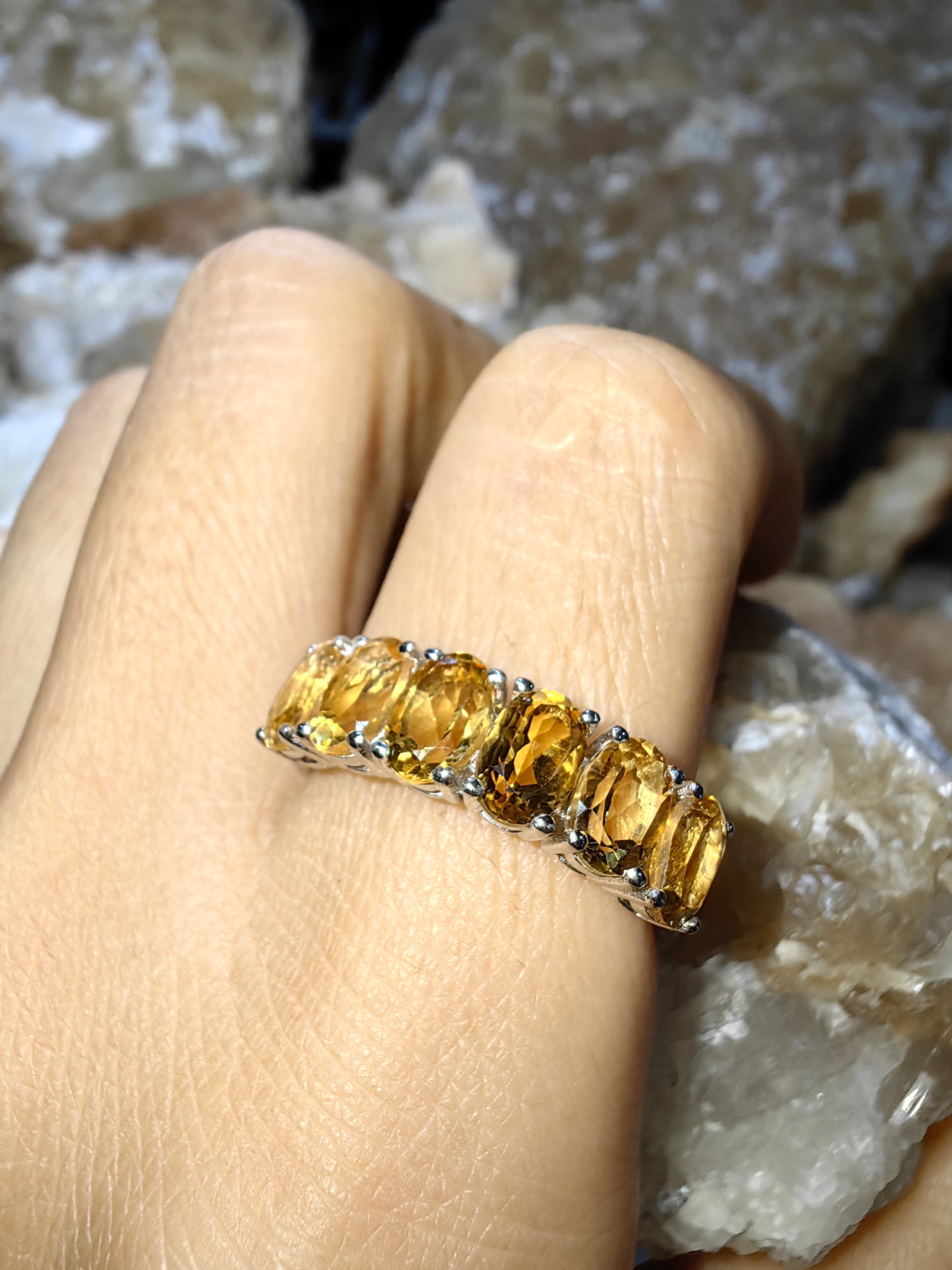 Citrine 925 Sterling Silver แหวนซิทริน Size 57 เงินแท้ 925