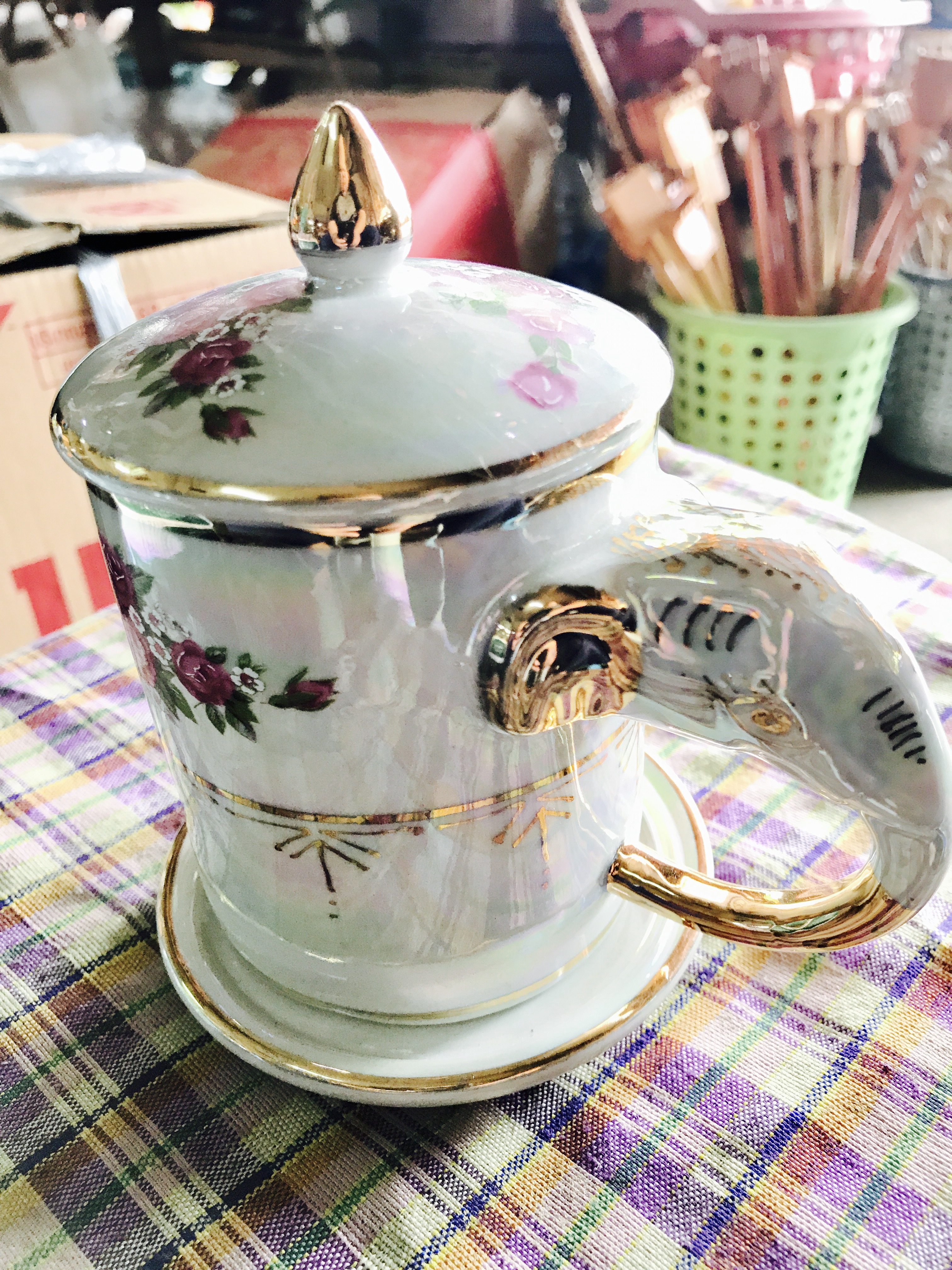 แก้วมัคเคลือบทองหูจับช้าง