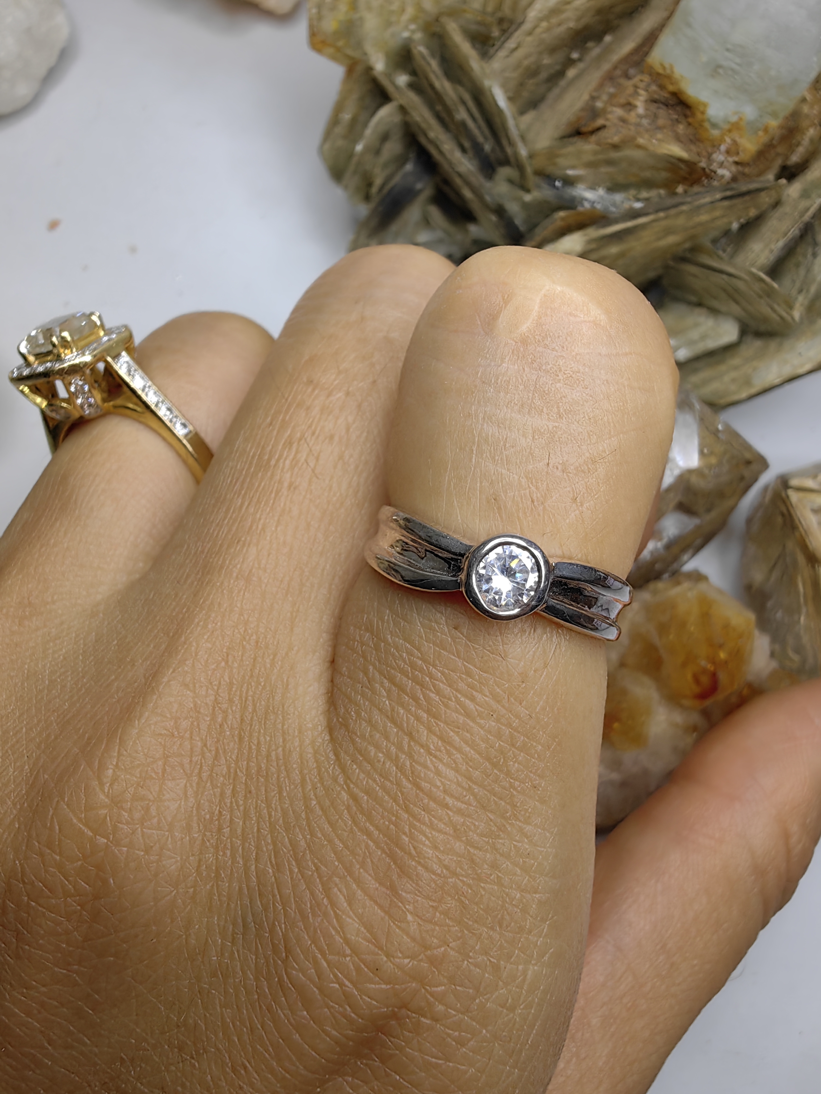 แหวนเพชร CZ เงินแท้ 92.5% Cubic Zirconia 925 Sterling Silver Ring Size 53