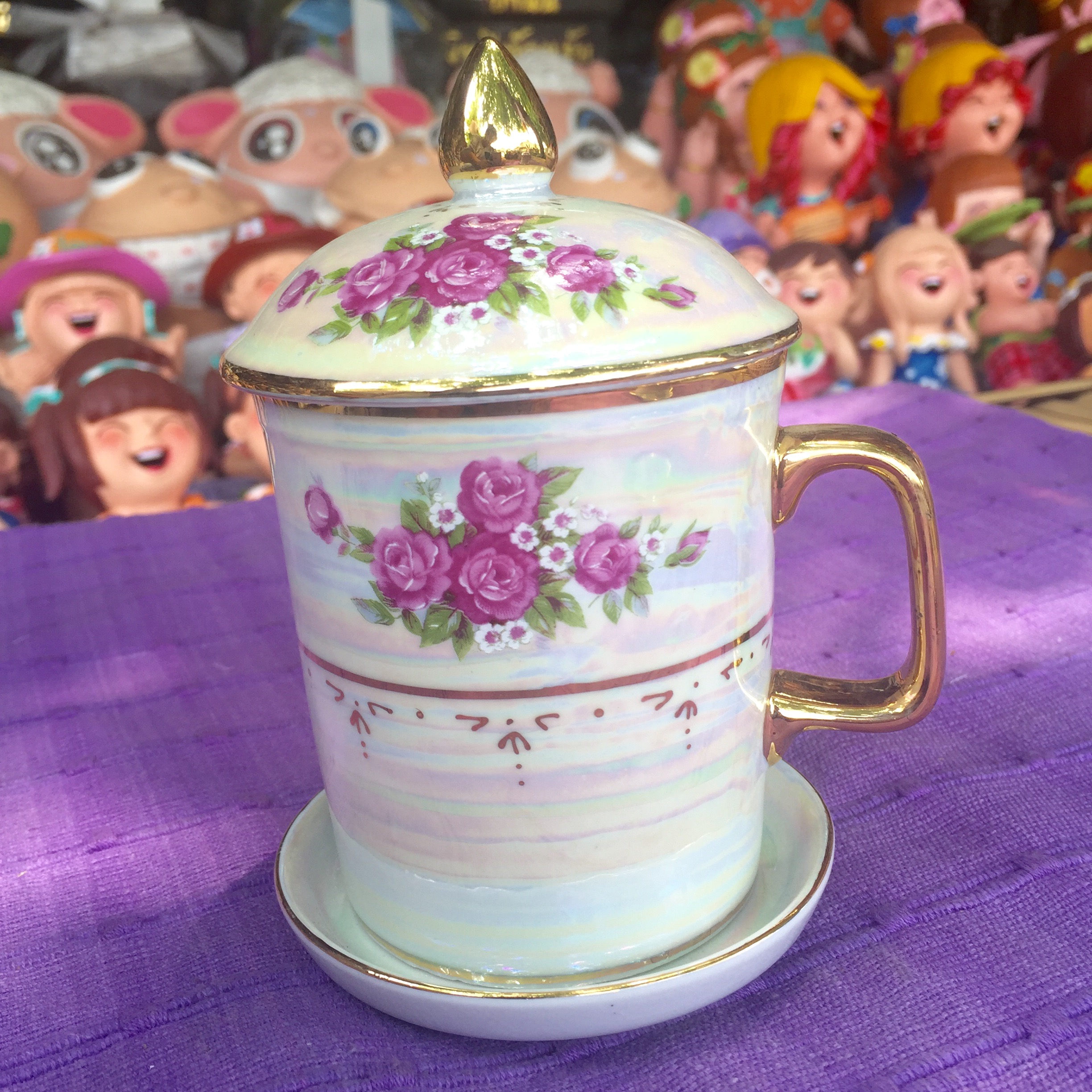 แก้วมัคน้ำชาเคลือบมุกทอง