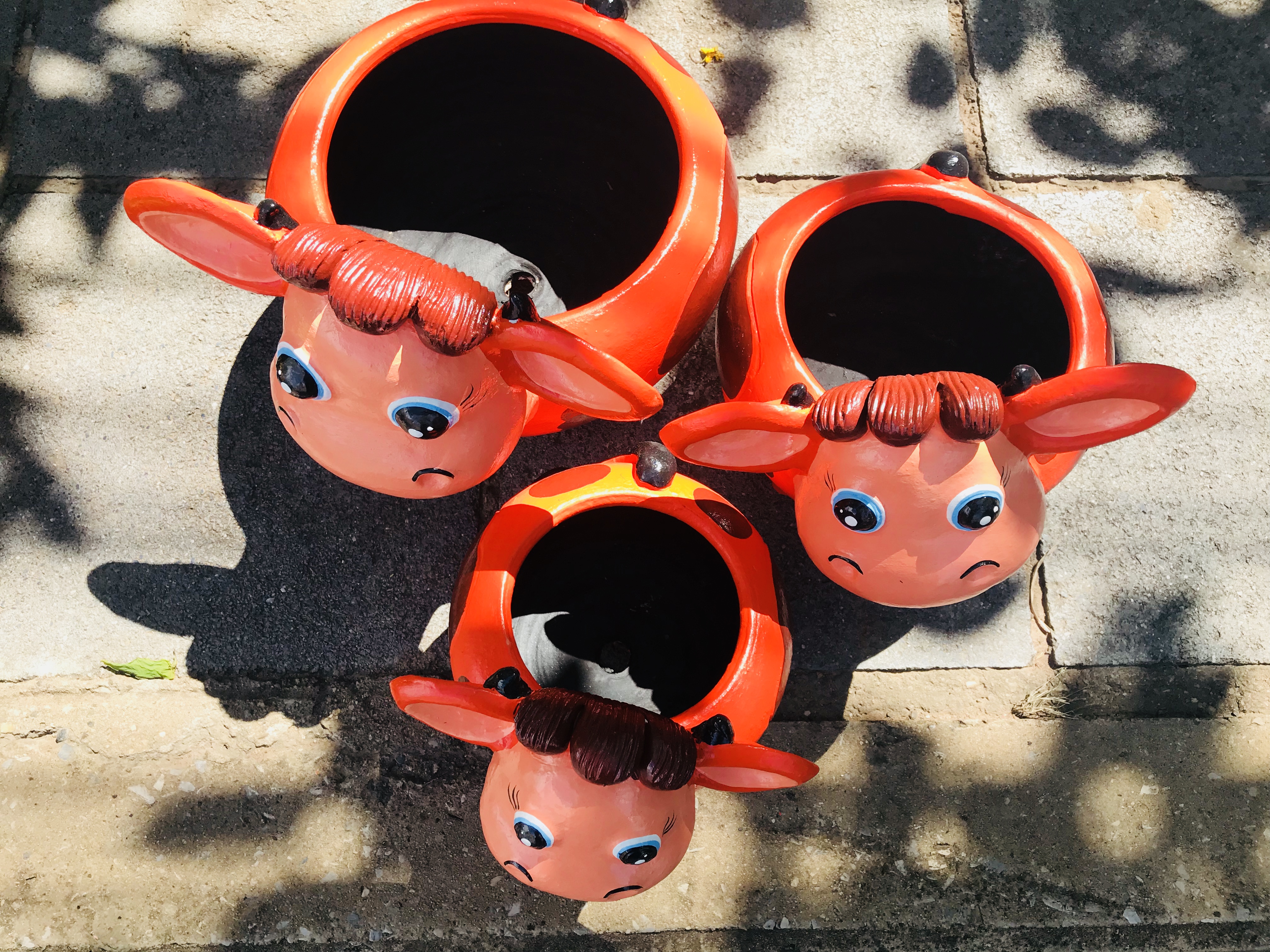 กระถางดินชุดครอบครัววัวแฟนซี