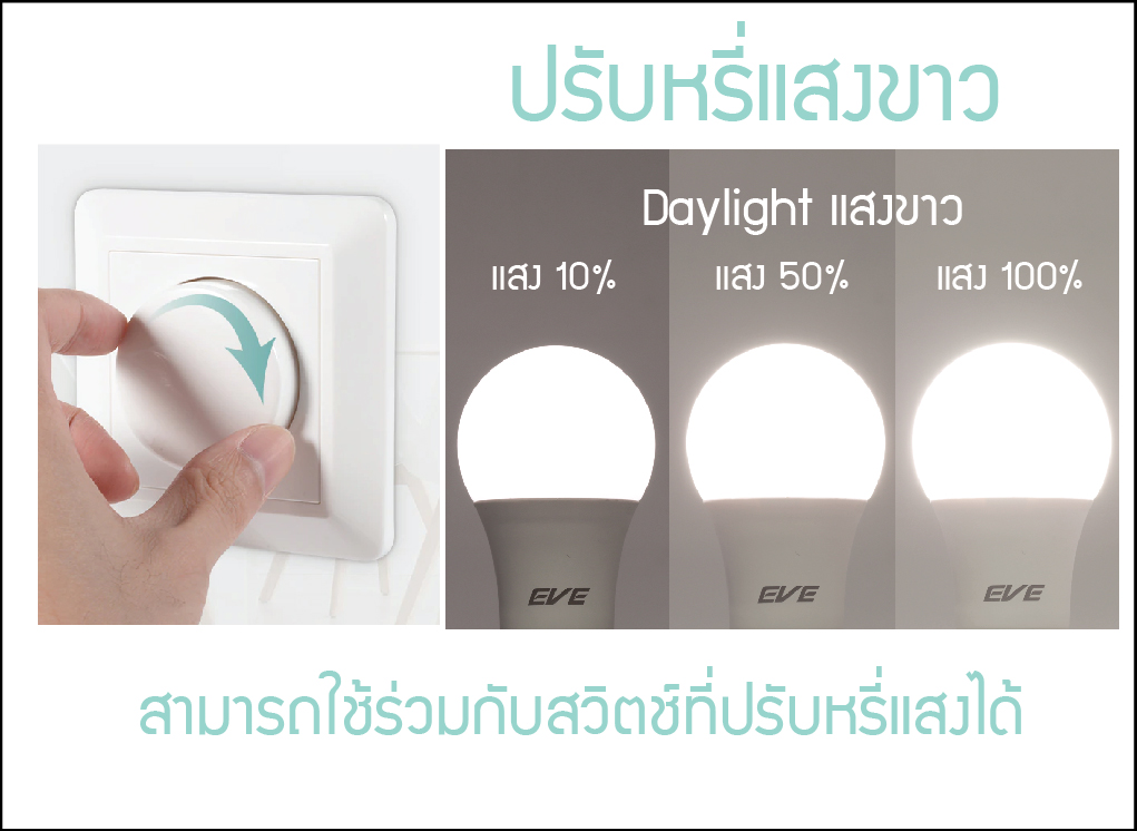 LED A60 Dimmable bulb 9W Daylight หลอดแอลอีดี A60 หรี่แสงได้