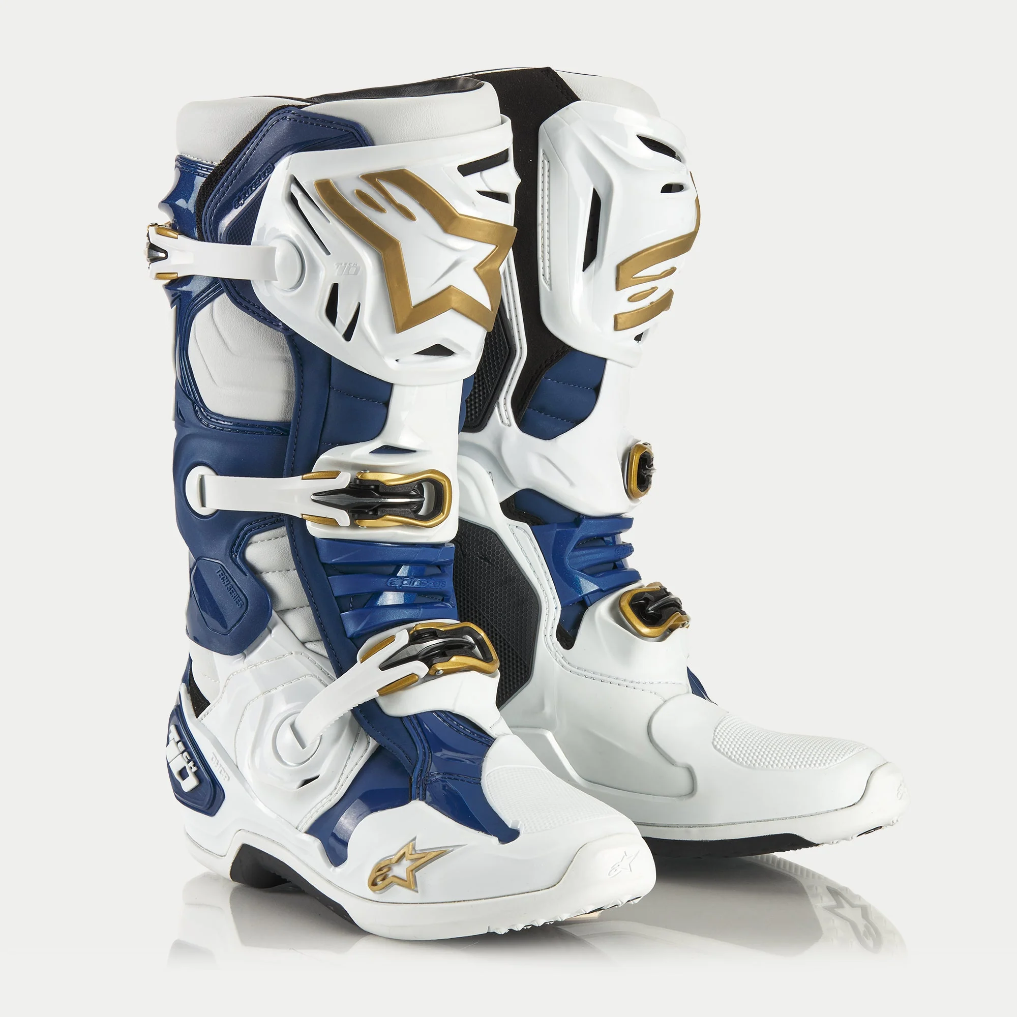 Alpinestars Tech 10 Dress Whites Tropical LE Boots (WHITE DARK BLUE GOLD)