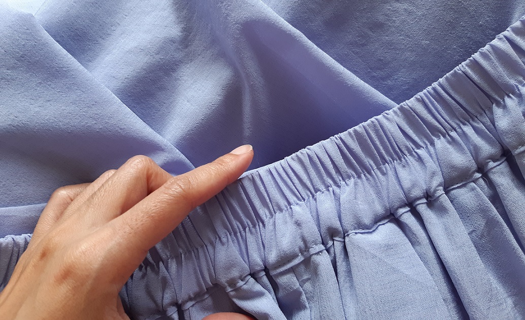 ชุดเซ็ตเสื้อวินเทจญี่ปุ่น คู่ กระโปรงทรงเอบานสีฟ้า